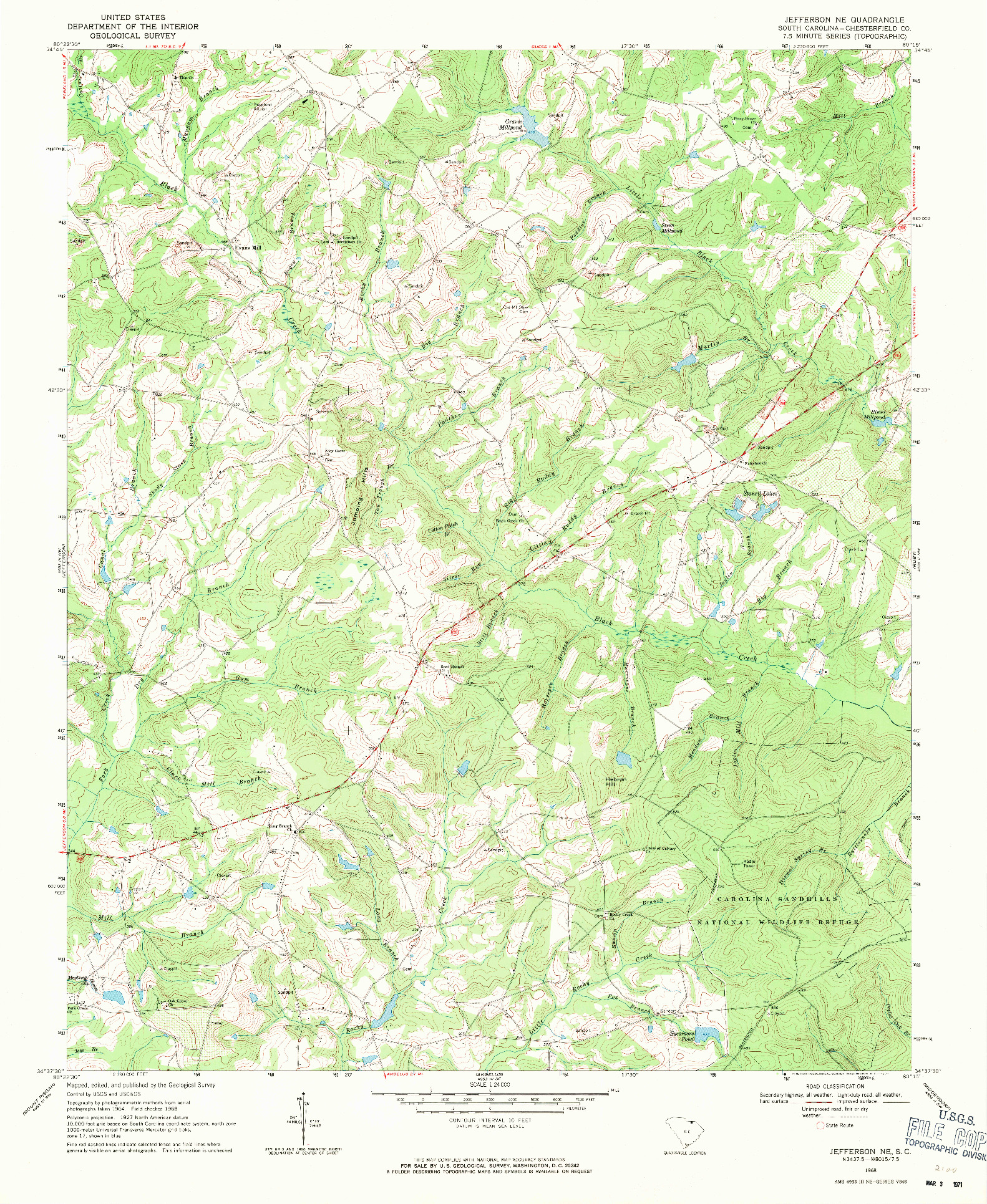 USGS 1:24000-SCALE QUADRANGLE FOR JEFFERSON NE, SC 1968