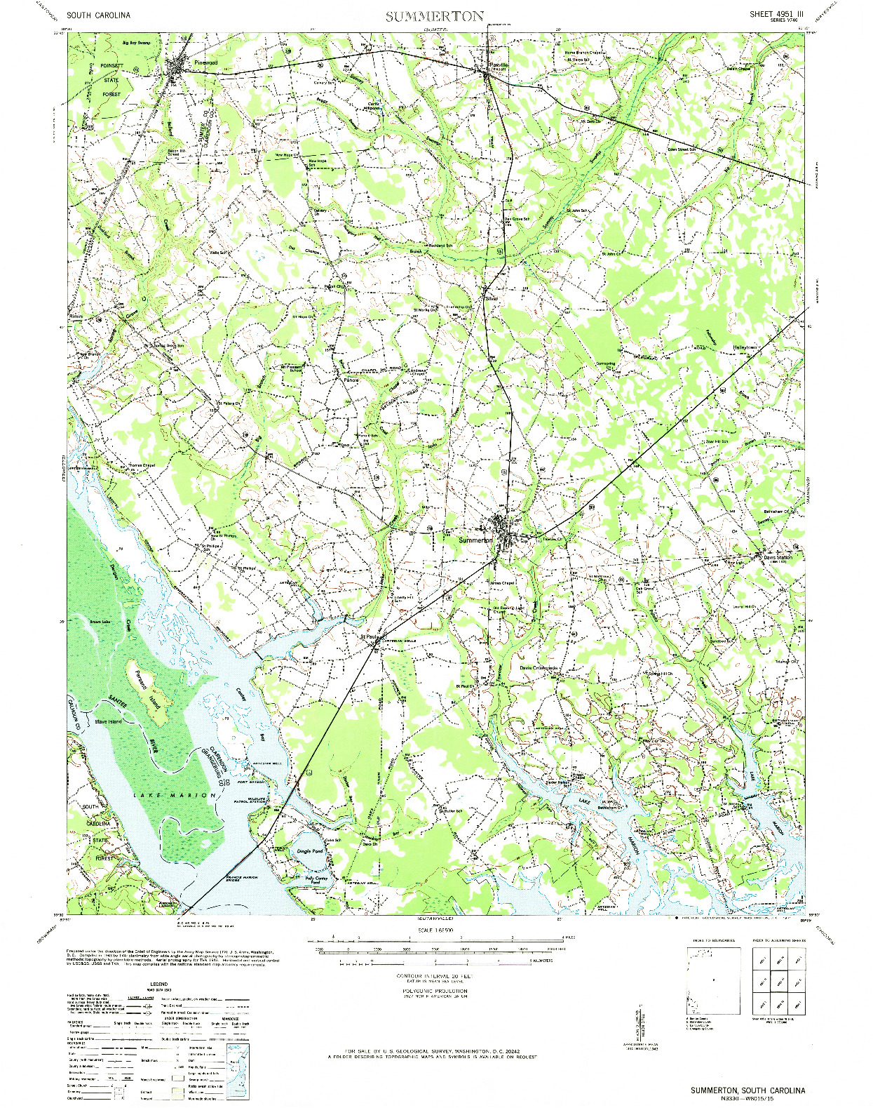 USGS 1:62500-SCALE QUADRANGLE FOR SUMMERTON, SC 1971