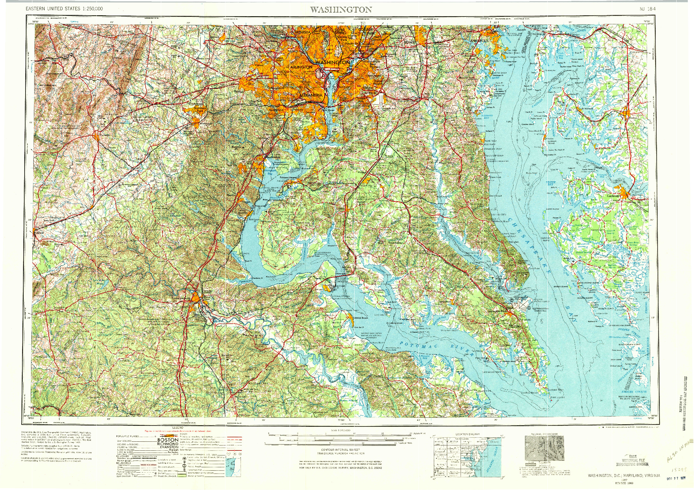 USGS 1:250000-SCALE QUADRANGLE FOR WASHINGTON, DC 1957