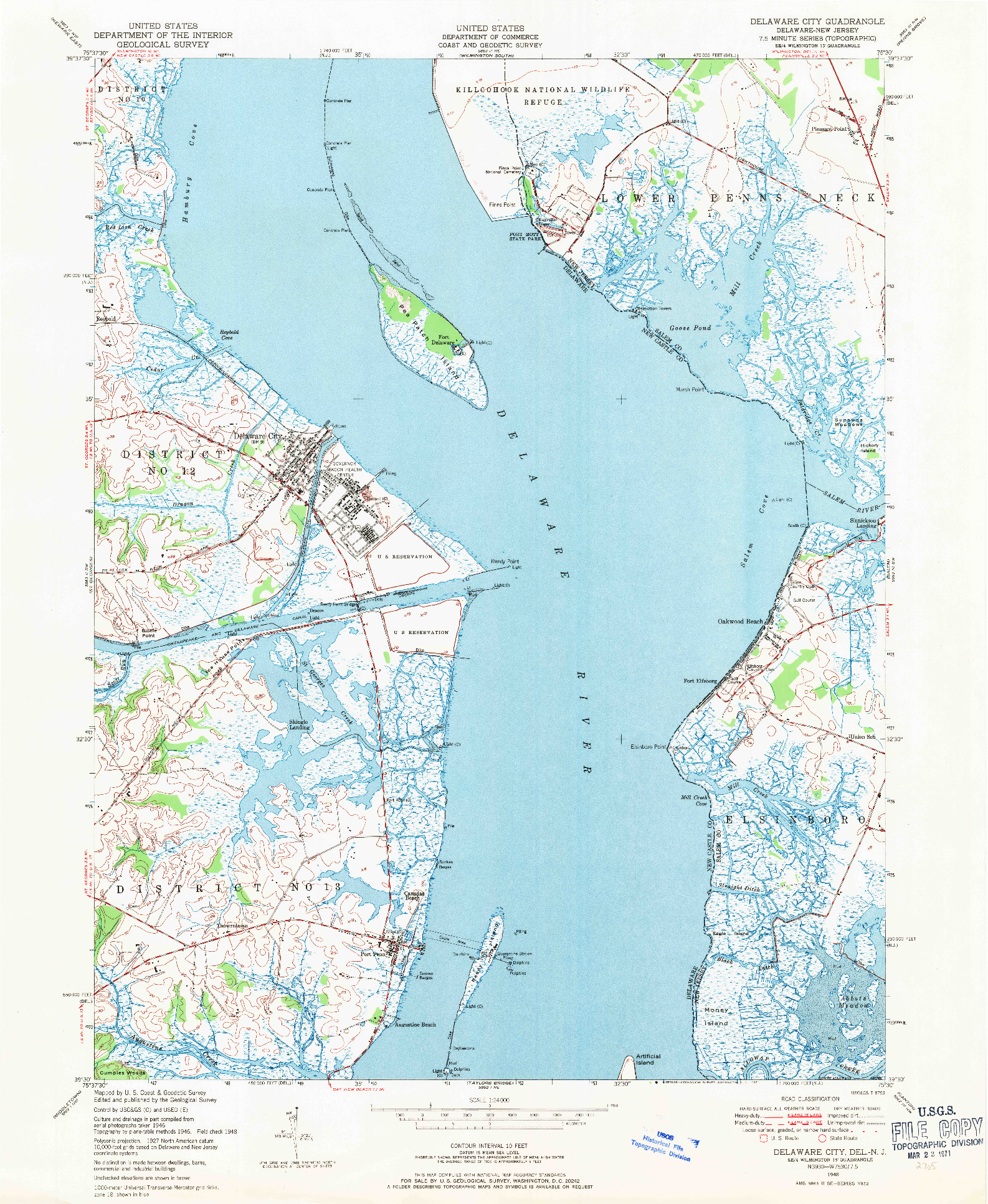 USGS 1:24000-SCALE QUADRANGLE FOR DELAWARE CITY, DE 1948