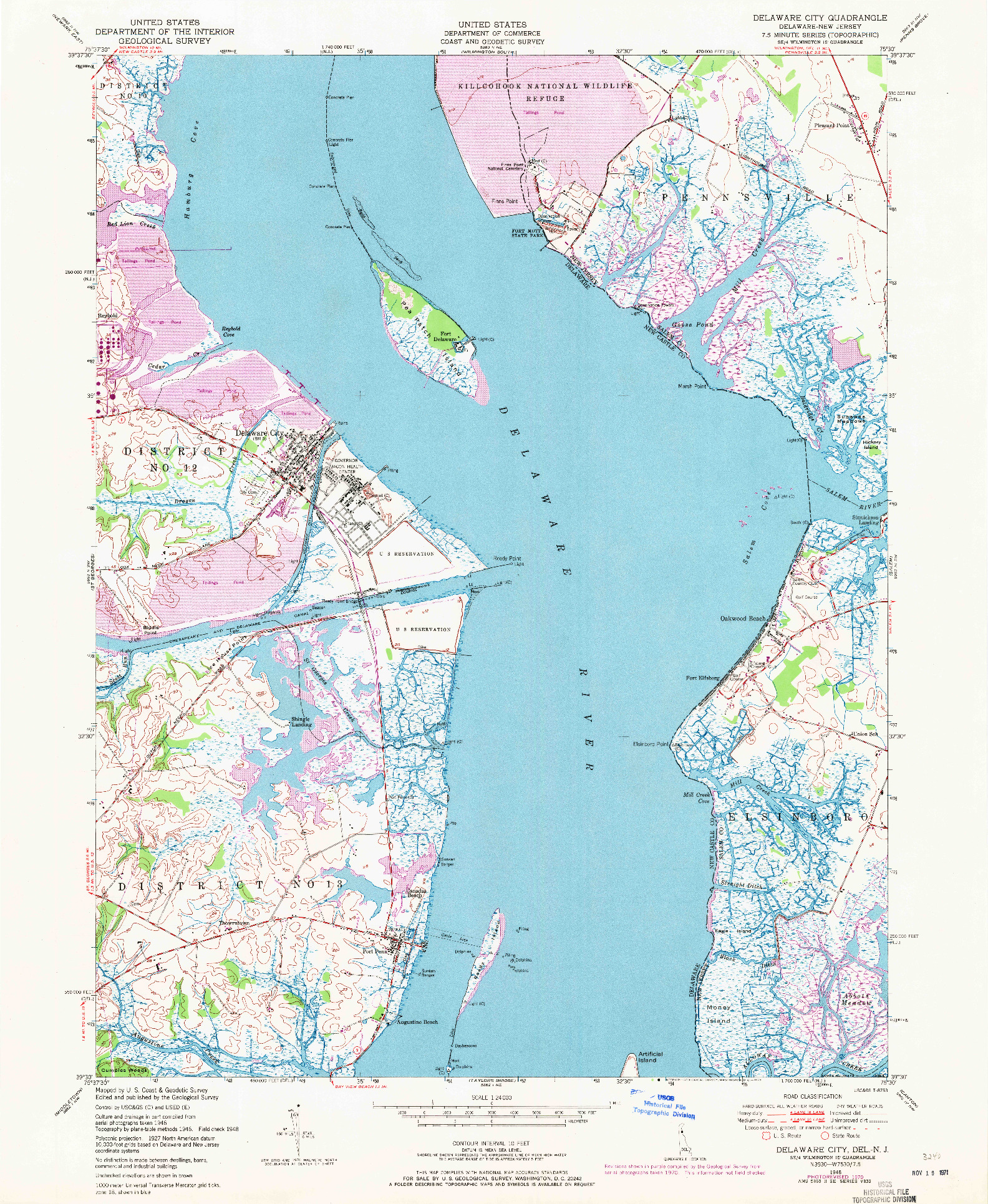 USGS 1:24000-SCALE QUADRANGLE FOR DELAWARE CITY, DE 1948