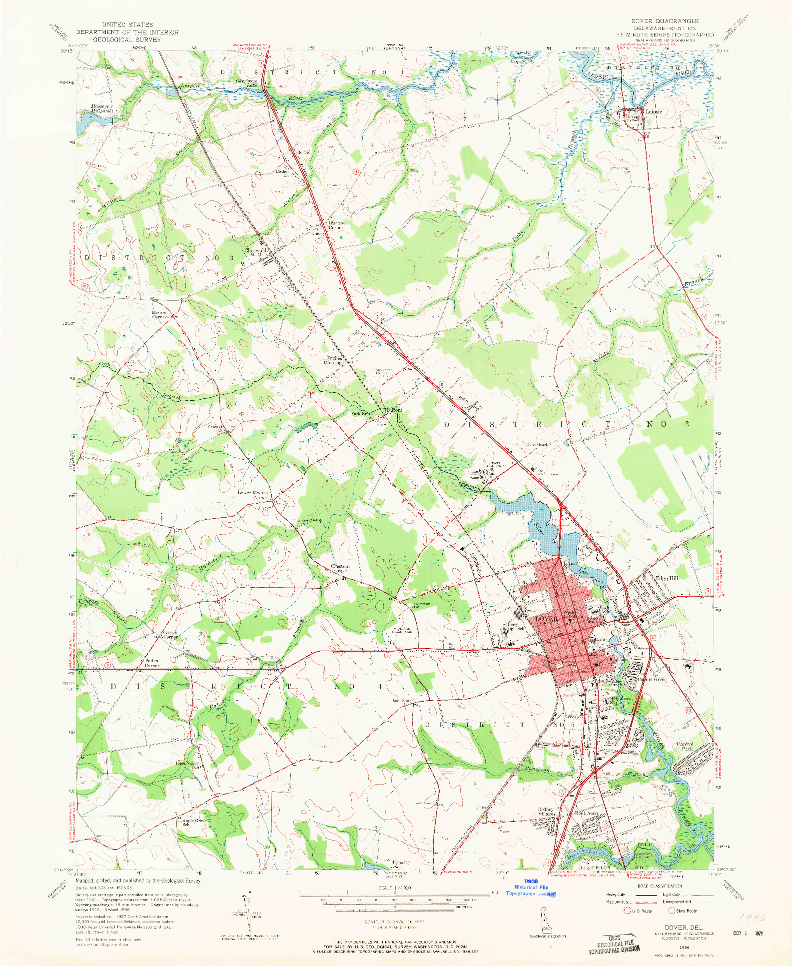 USGS 1:24000-SCALE QUADRANGLE FOR DOVER, DE 1956