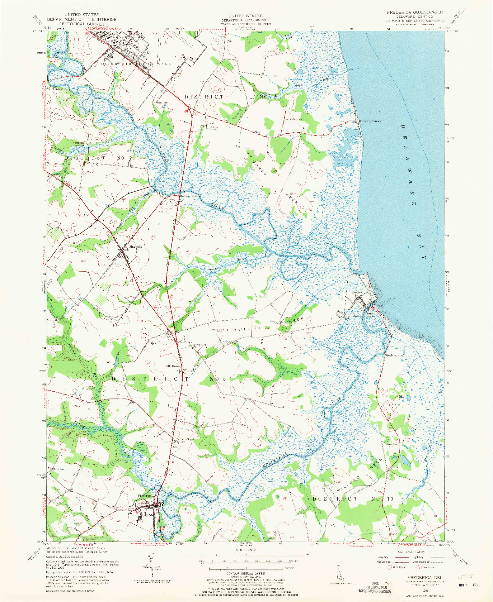 USGS 1:24000-SCALE QUADRANGLE FOR FREDERICA, DE 1956