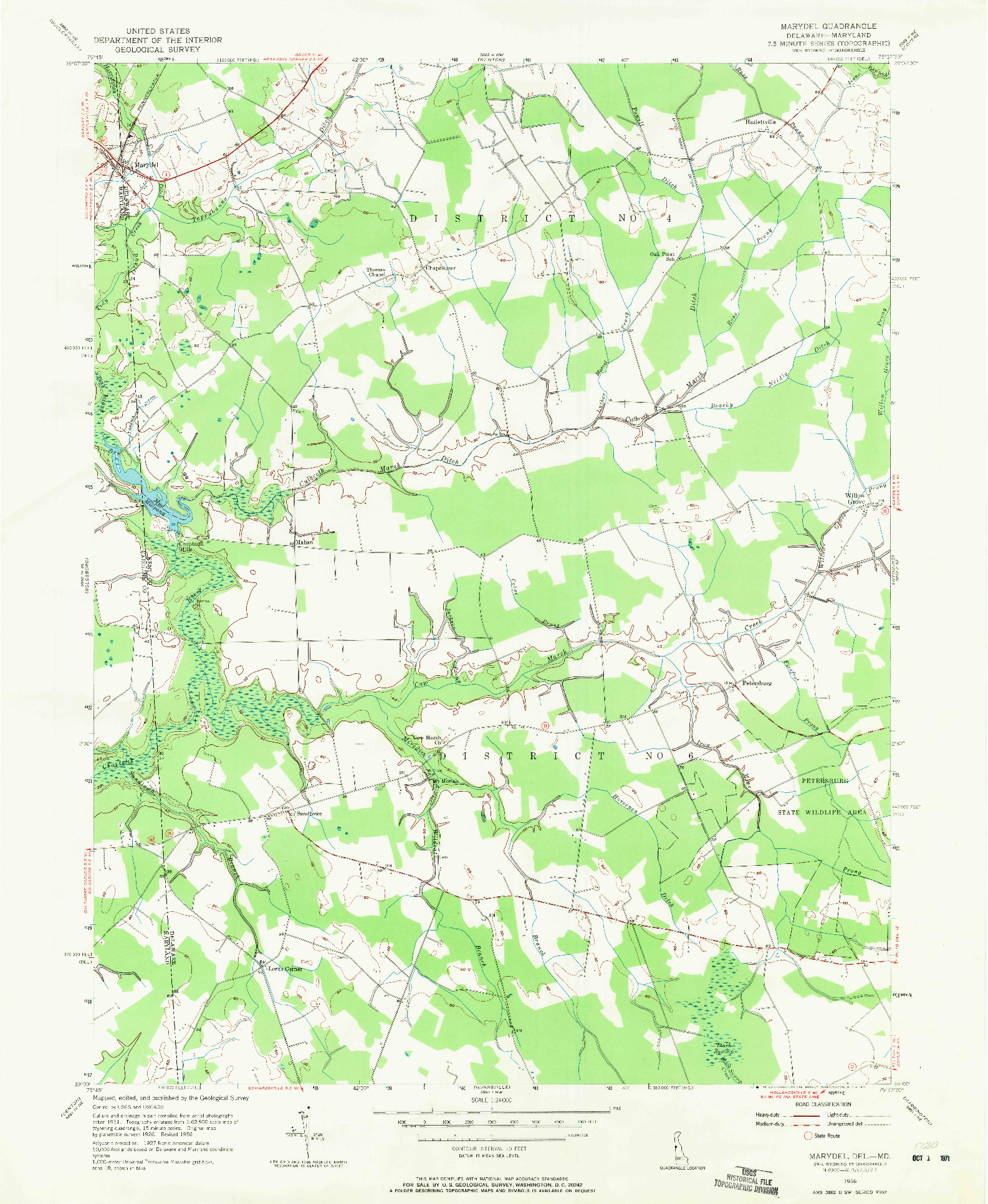 USGS 1:24000-SCALE QUADRANGLE FOR MARYDEL, DE 1956