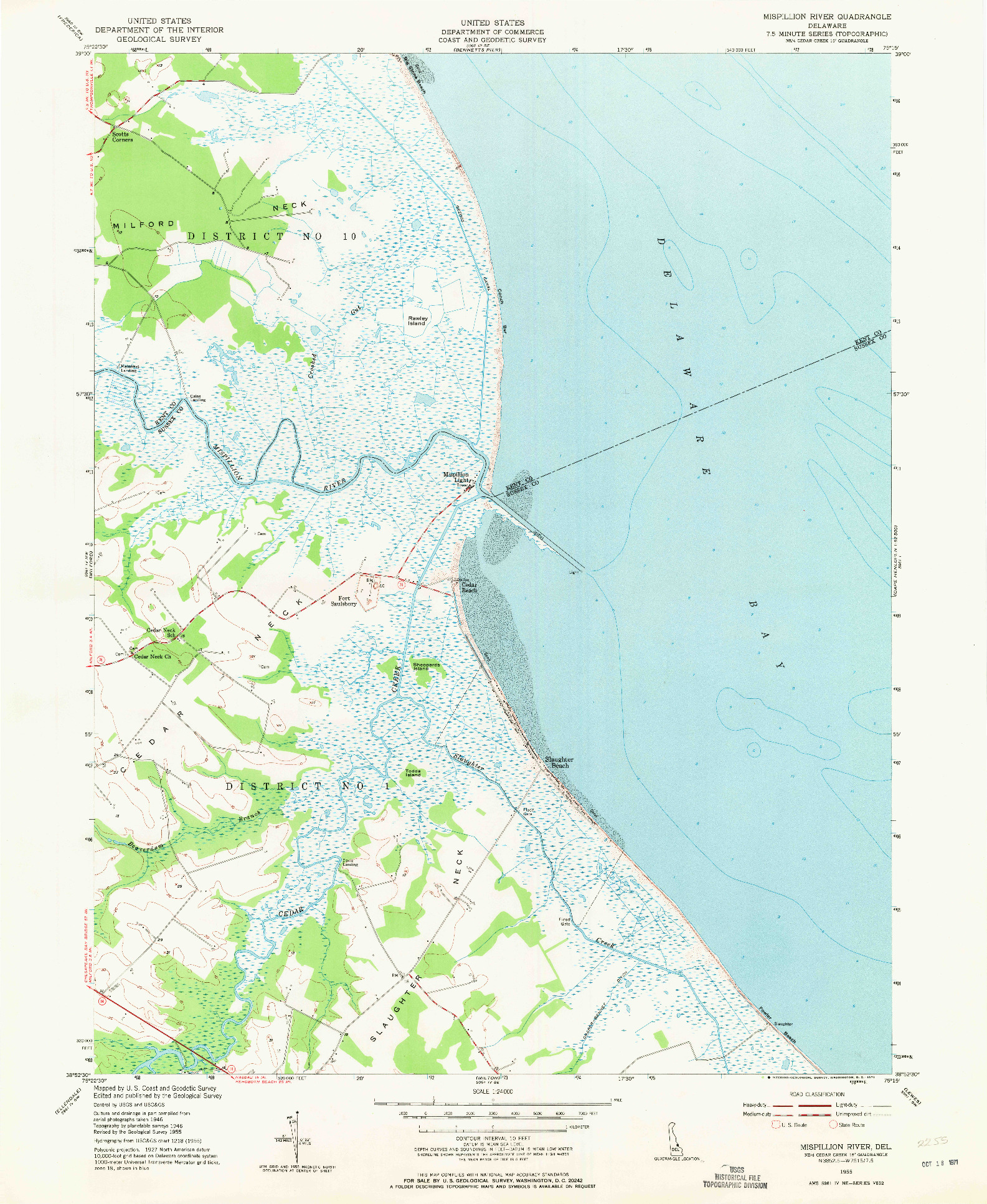 USGS 1:24000-SCALE QUADRANGLE FOR MISPILLION RIVER, DE 1955