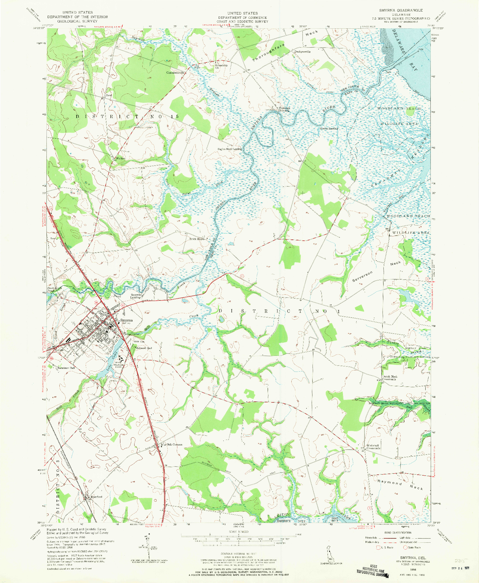 USGS 1:24000-SCALE QUADRANGLE FOR SMYRNA, DE 1956
