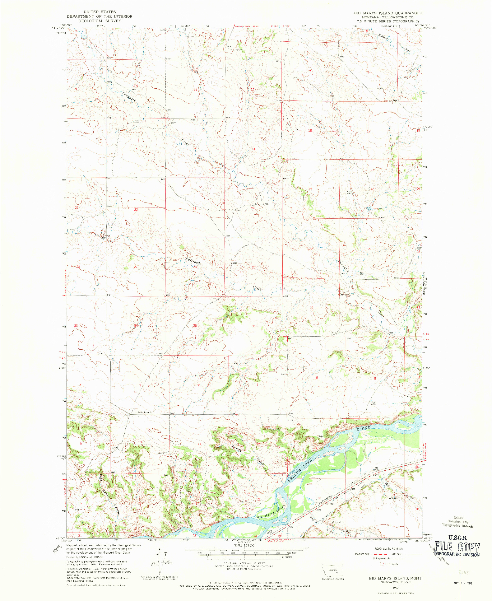 USGS 1:24000-SCALE QUADRANGLE FOR BIG MARYS ISLAND, MT 1967