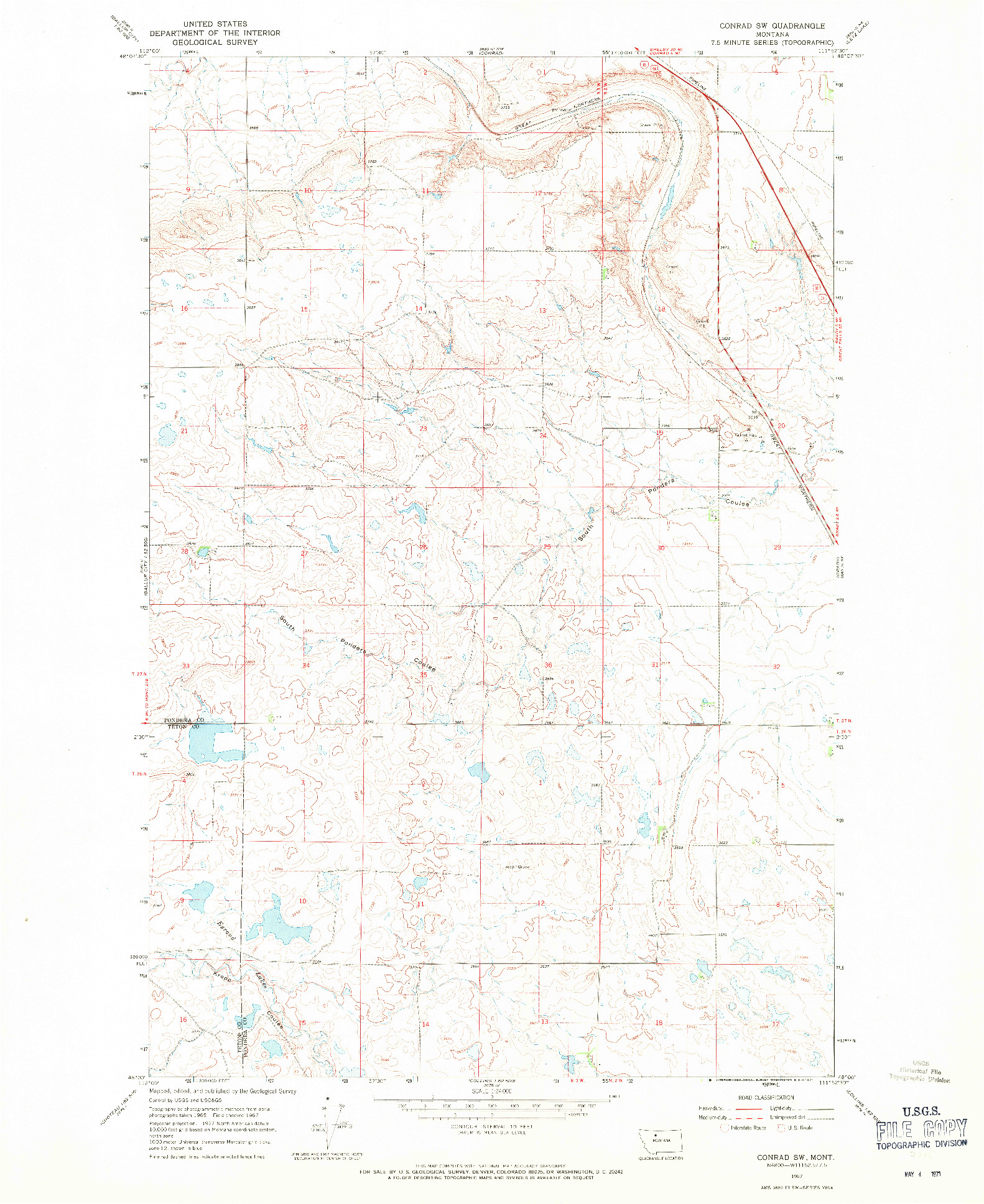USGS 1:24000-SCALE QUADRANGLE FOR CONRAD SW, MT 1967