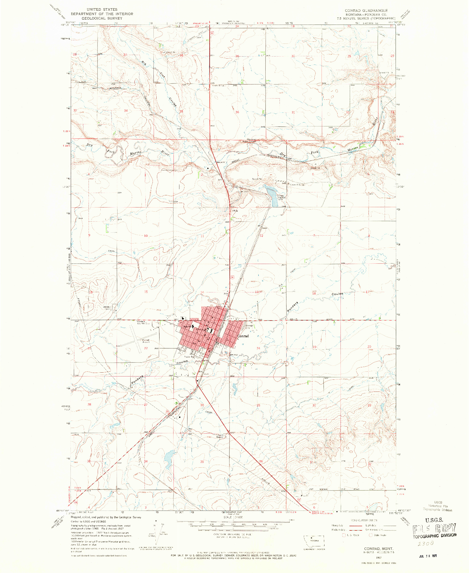 USGS 1:24000-SCALE QUADRANGLE FOR CONRAD, MT 1967