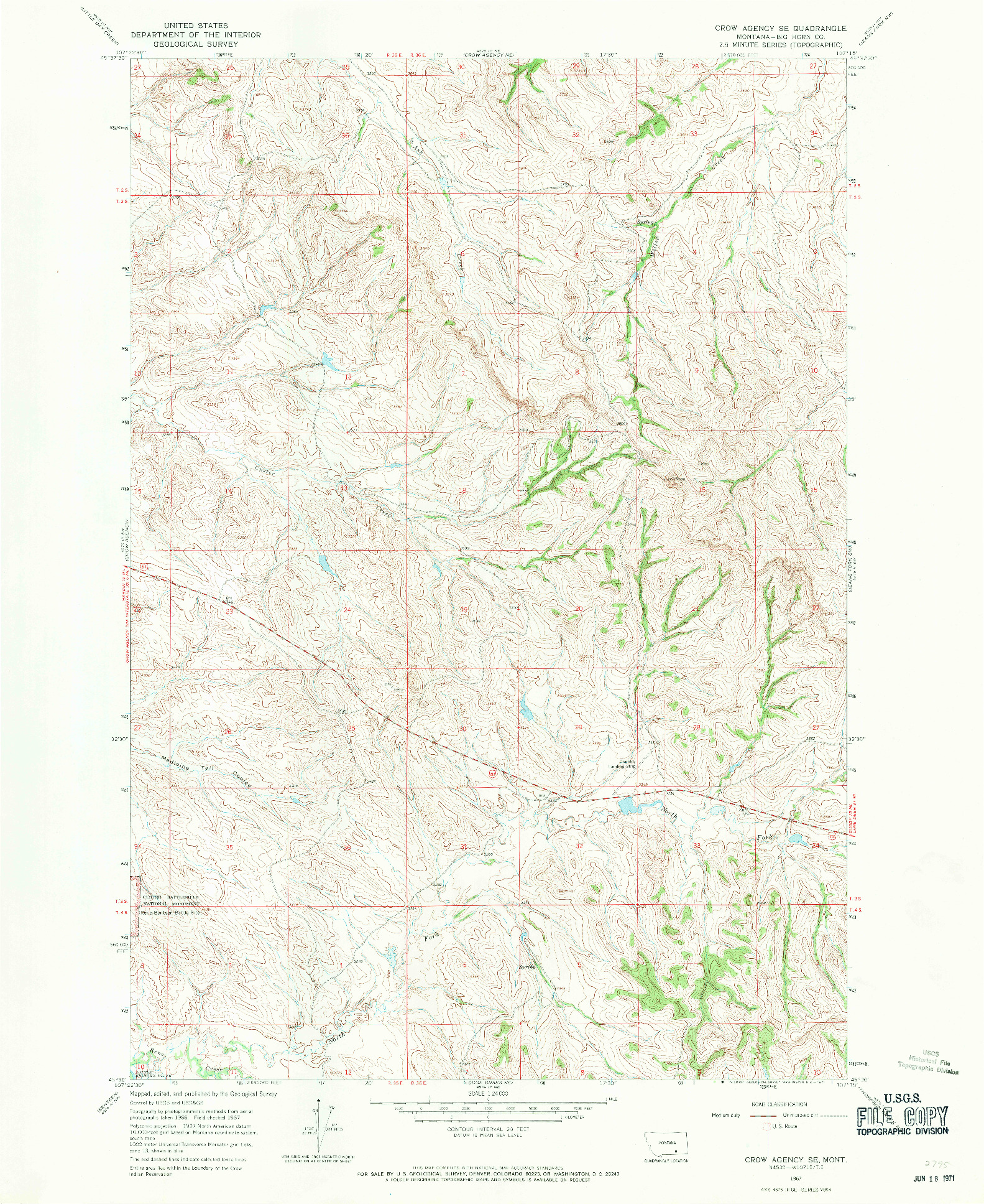 USGS 1:24000-SCALE QUADRANGLE FOR CROW AGENCY SE, MT 1967