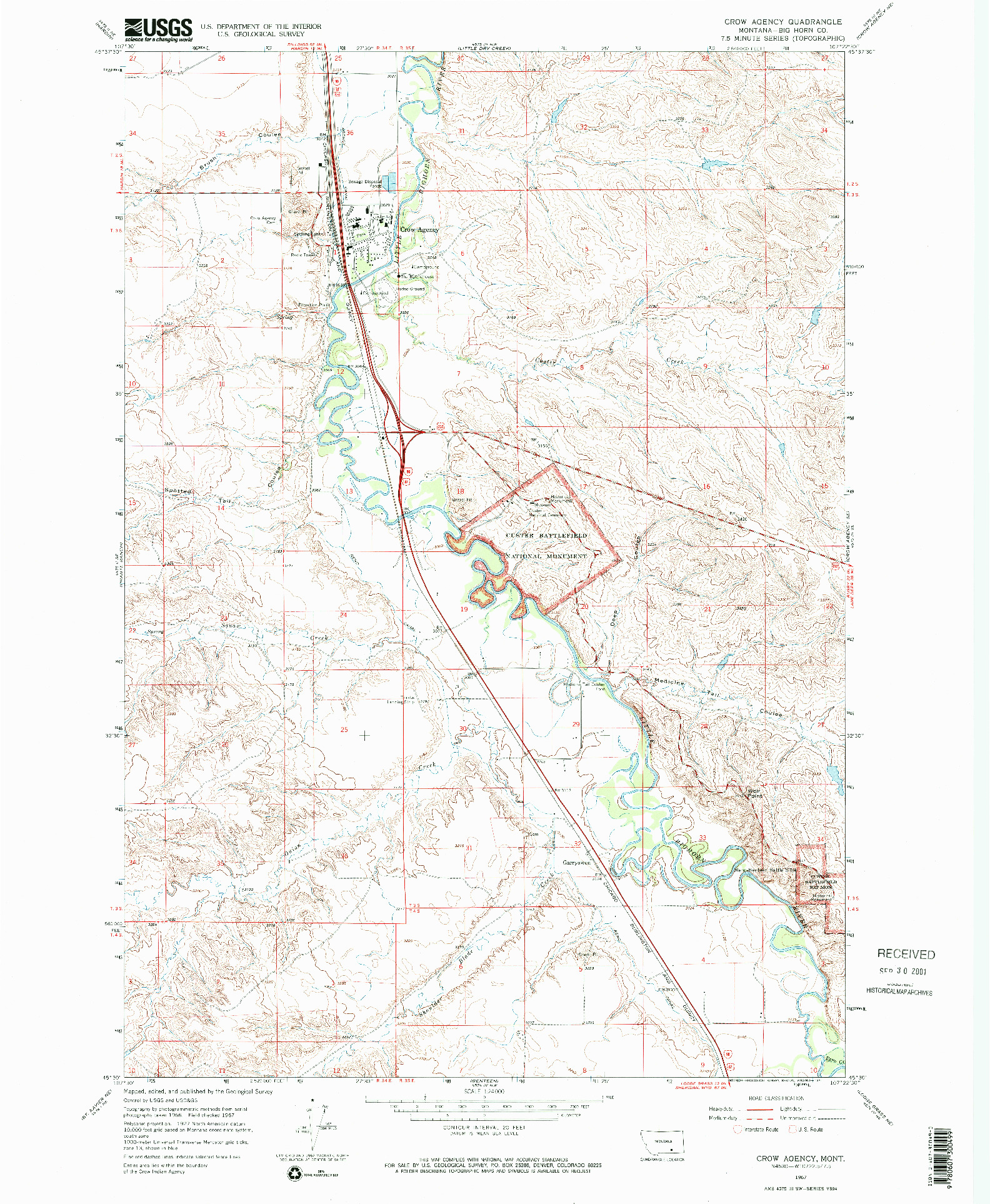 USGS 1:24000-SCALE QUADRANGLE FOR CROW AGENCY, MT 1967