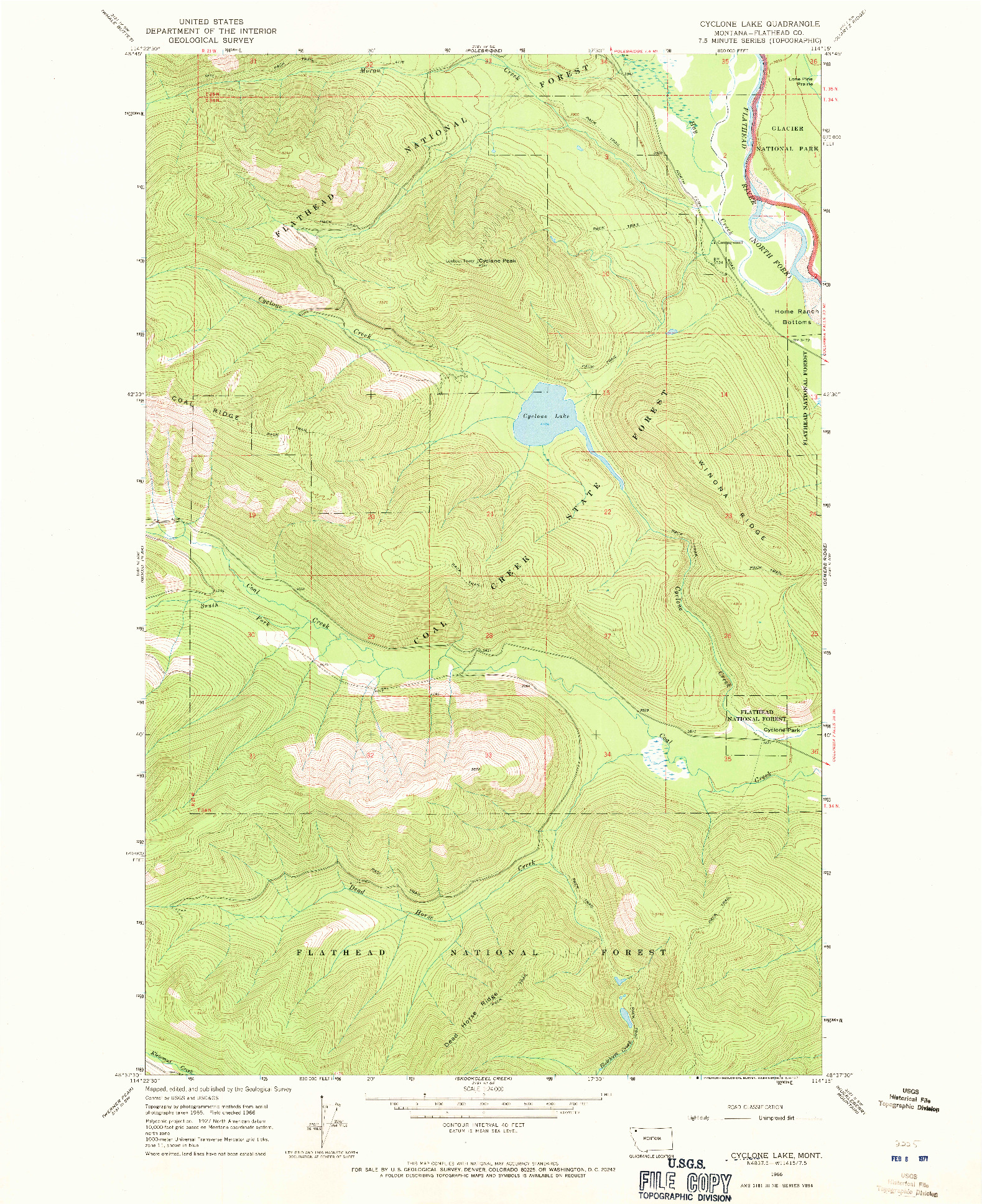 USGS 1:24000-SCALE QUADRANGLE FOR CYCLONE LAKE, MT 1966