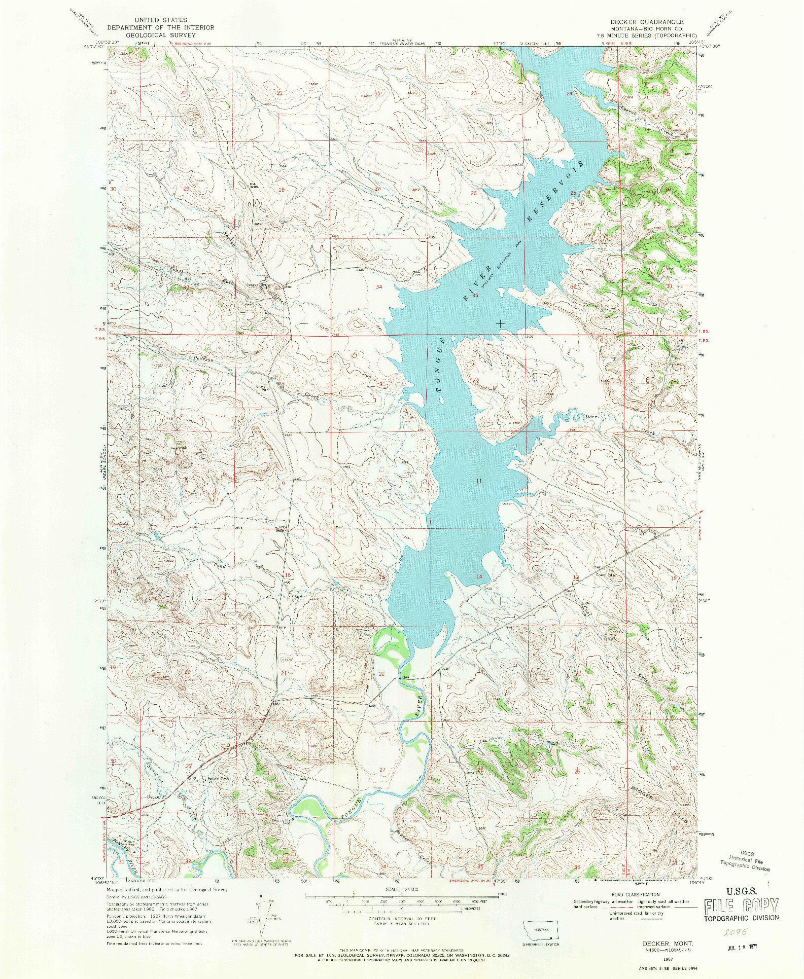 USGS 1:24000-SCALE QUADRANGLE FOR DECKER, MT 1967