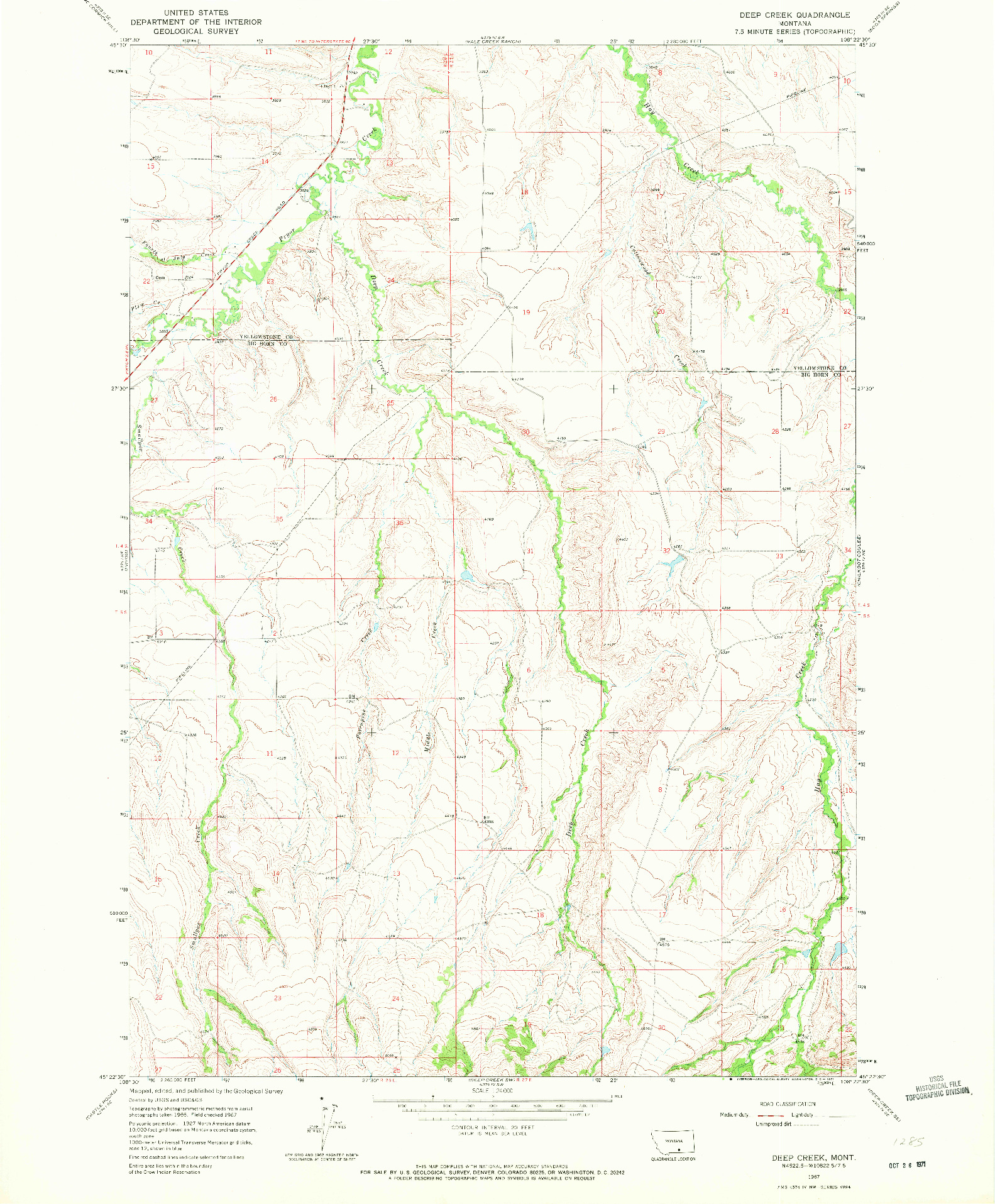 USGS 1:24000-SCALE QUADRANGLE FOR DEEP CREEK, MT 1967