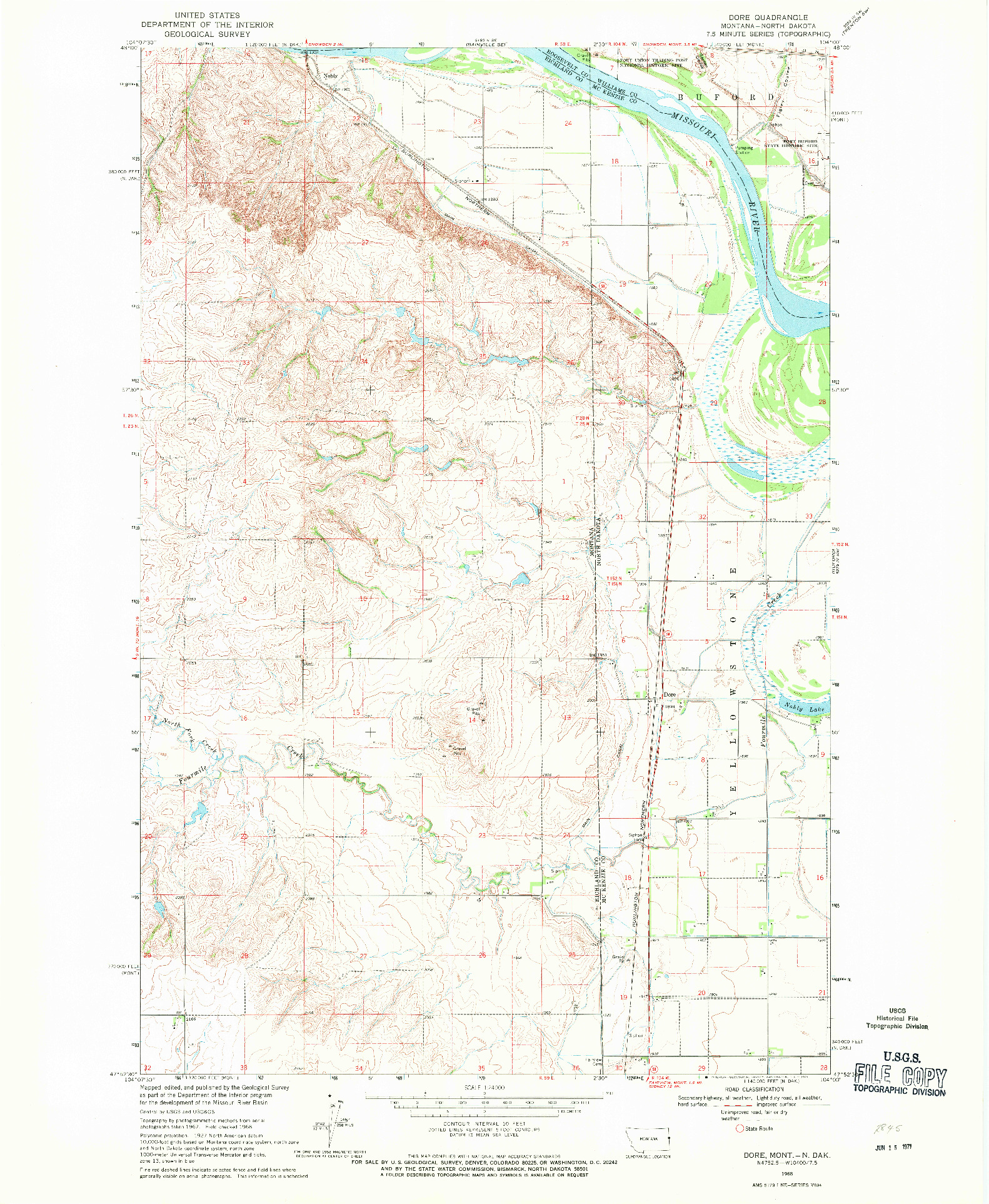 USGS 1:24000-SCALE QUADRANGLE FOR DORE, MT 1968