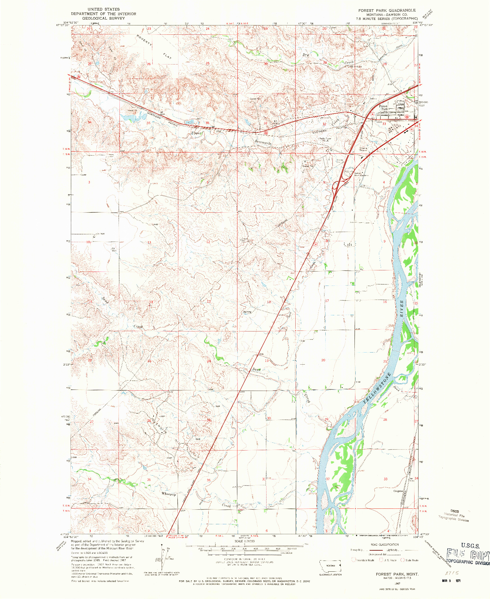 USGS 1:24000-SCALE QUADRANGLE FOR FOREST PARK, MT 1967