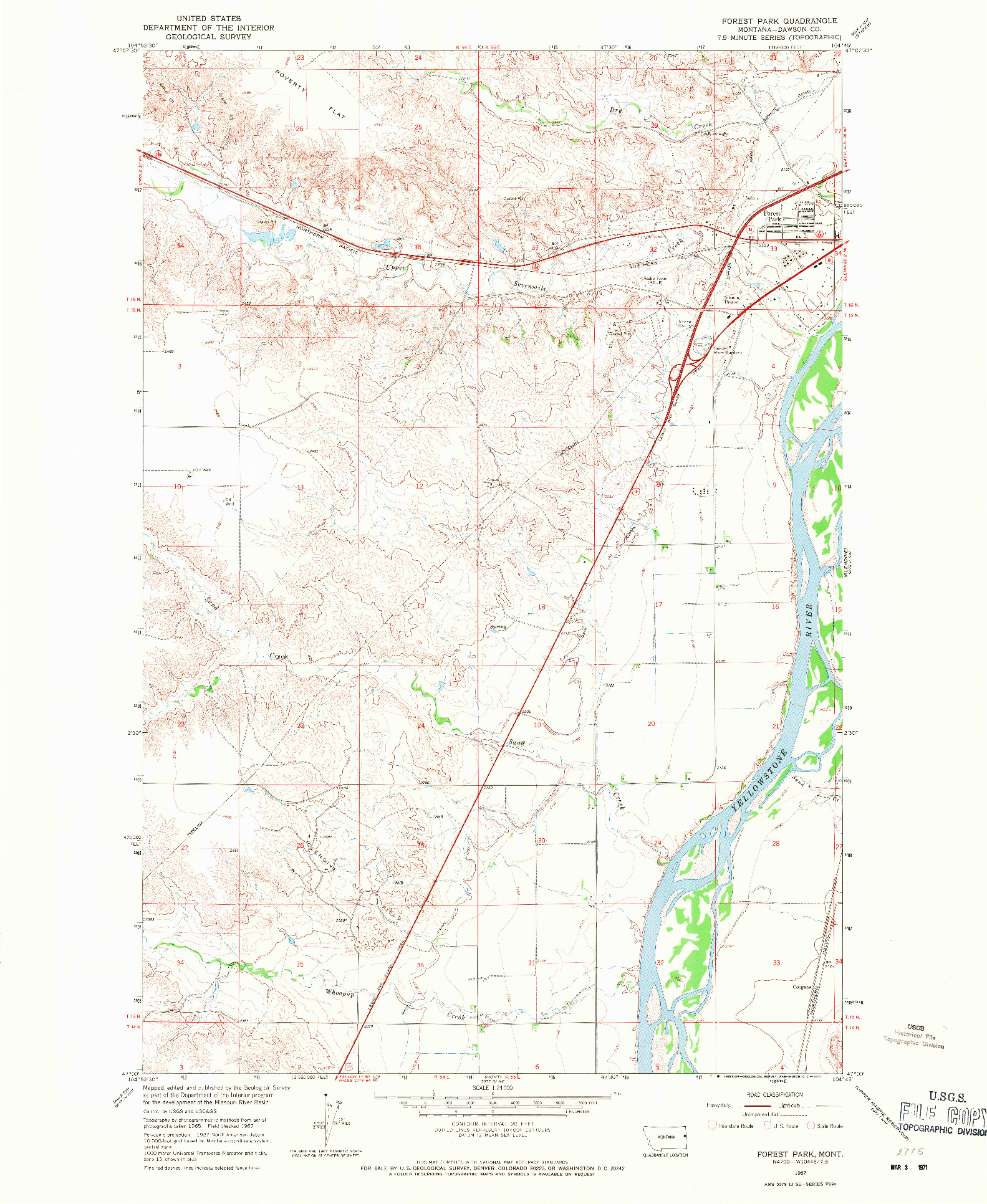 USGS 1:24000-SCALE QUADRANGLE FOR FOREST PARK, MT 1967