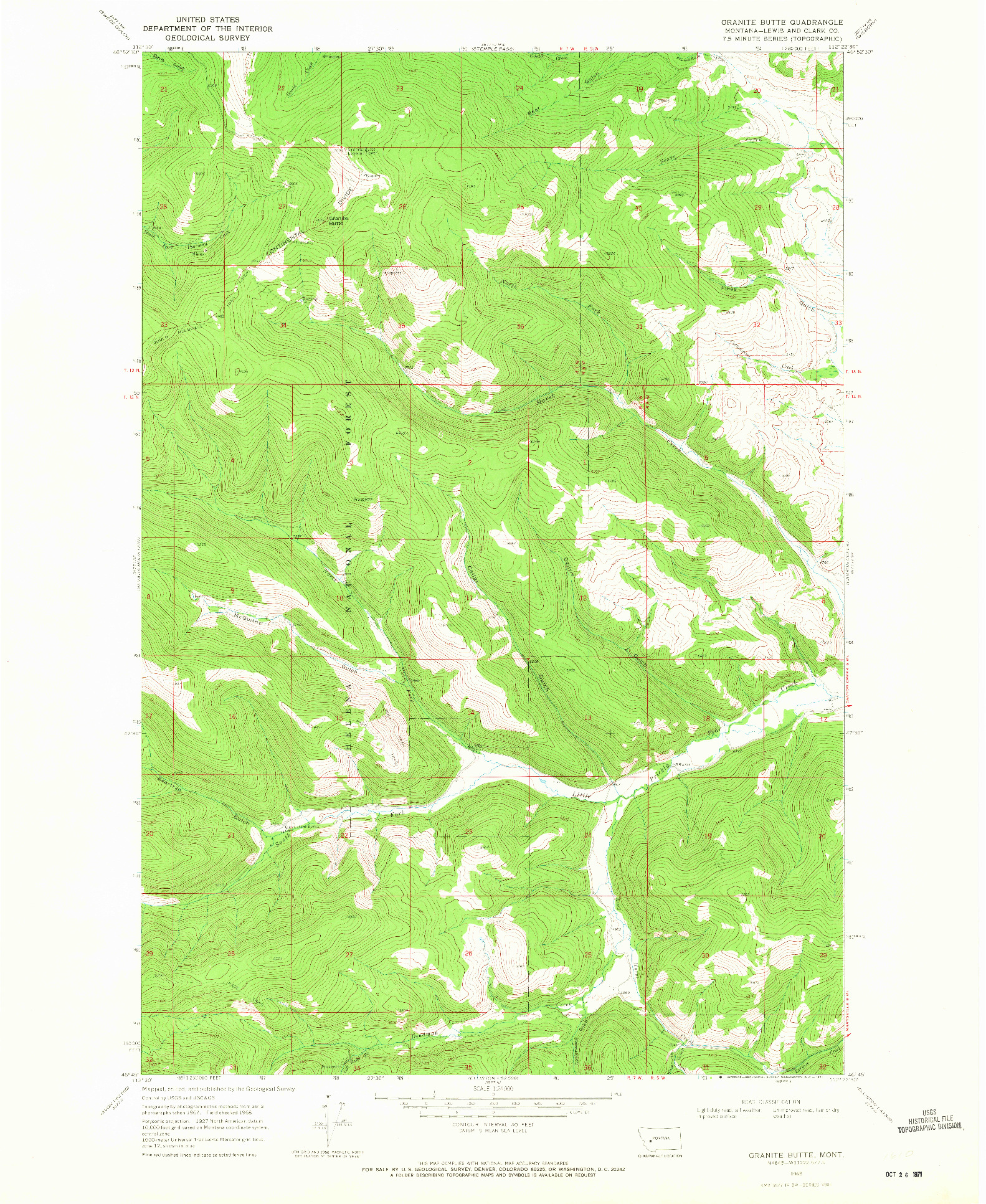 USGS 1:24000-SCALE QUADRANGLE FOR GRANITE BUTTE, MT 1968