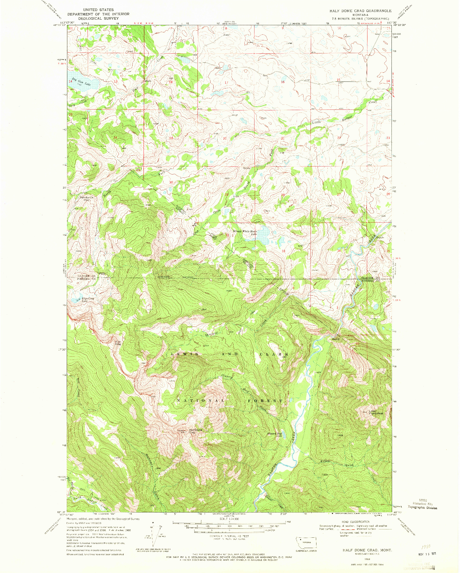 USGS 1:24000-SCALE QUADRANGLE FOR HALF DOME CRAG, MT 1968