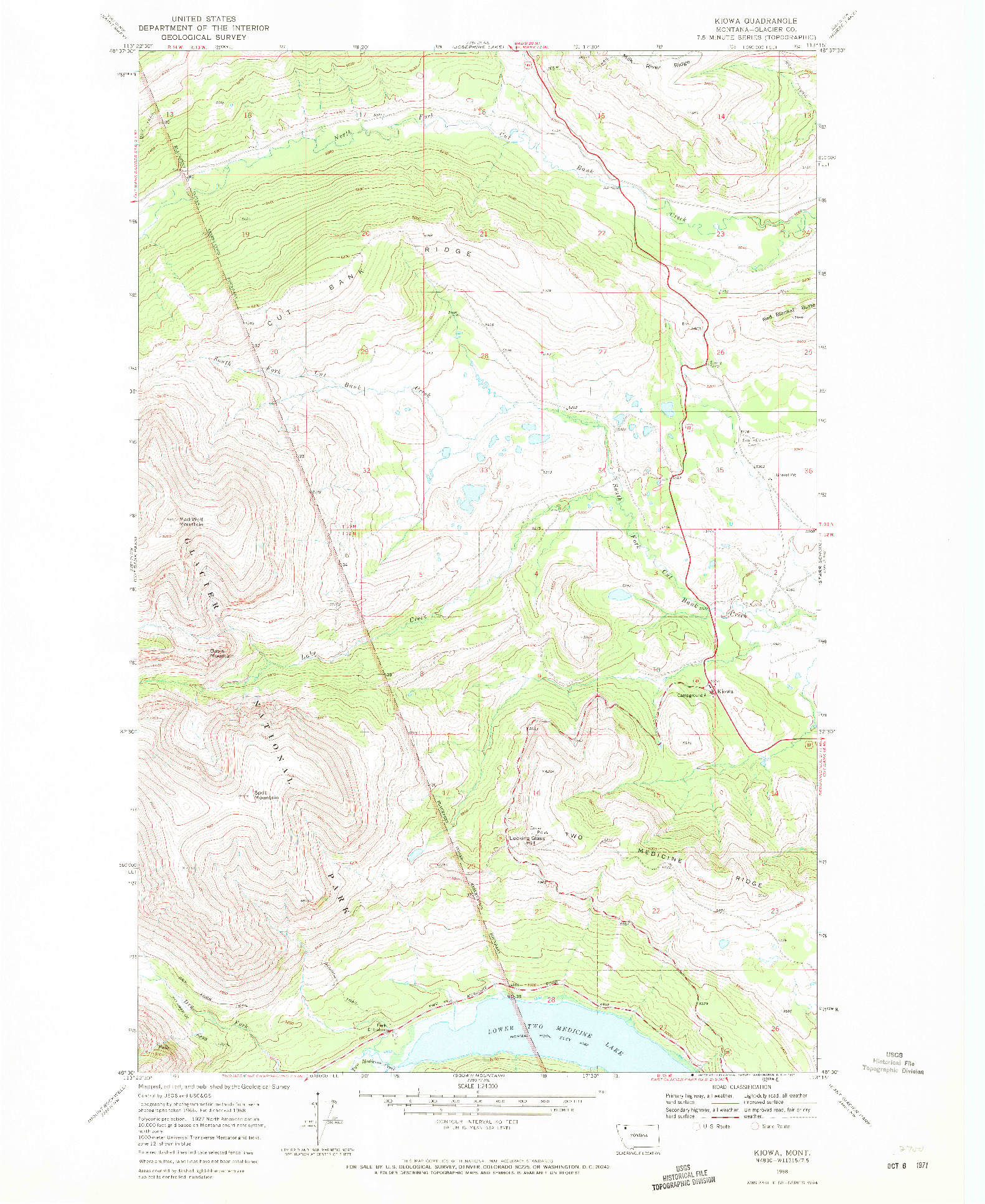 USGS 1:24000-SCALE QUADRANGLE FOR KIOWA, MT 1968