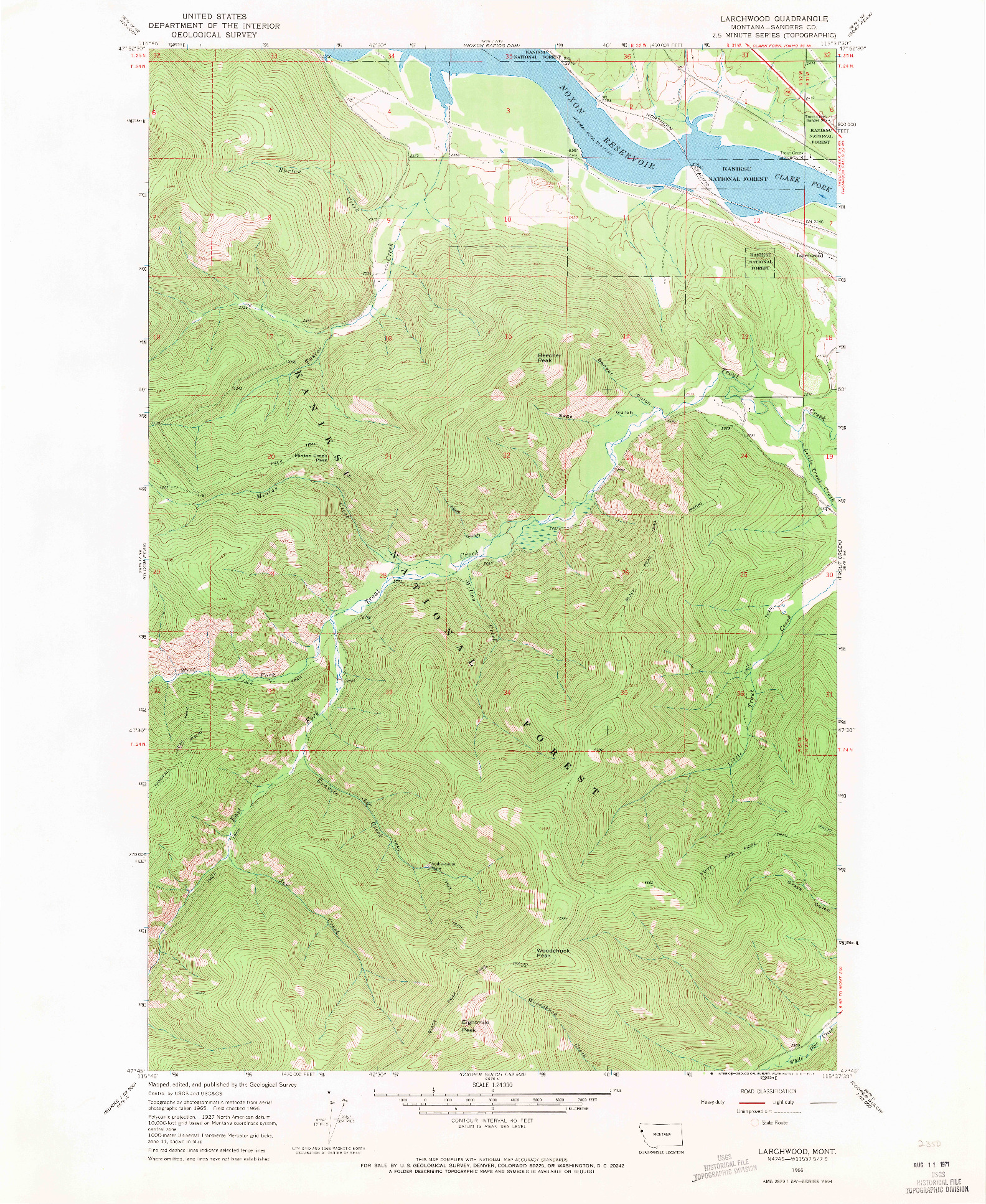 USGS 1:24000-SCALE QUADRANGLE FOR LARCHWOOD, MT 1966