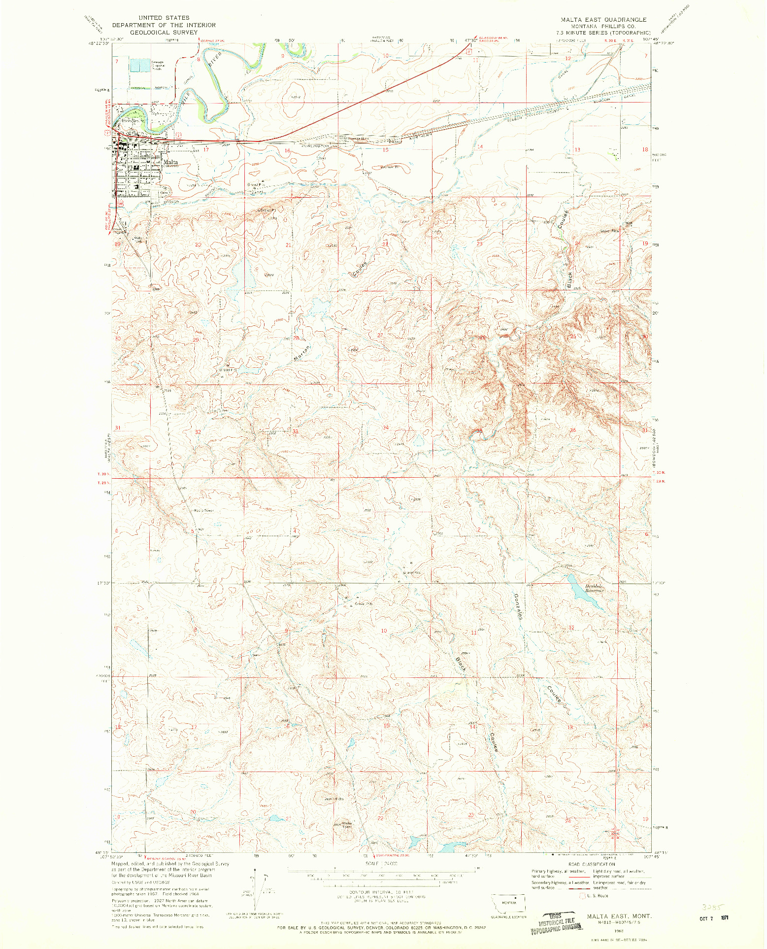USGS 1:24000-SCALE QUADRANGLE FOR MALTA EAST, MT 1968