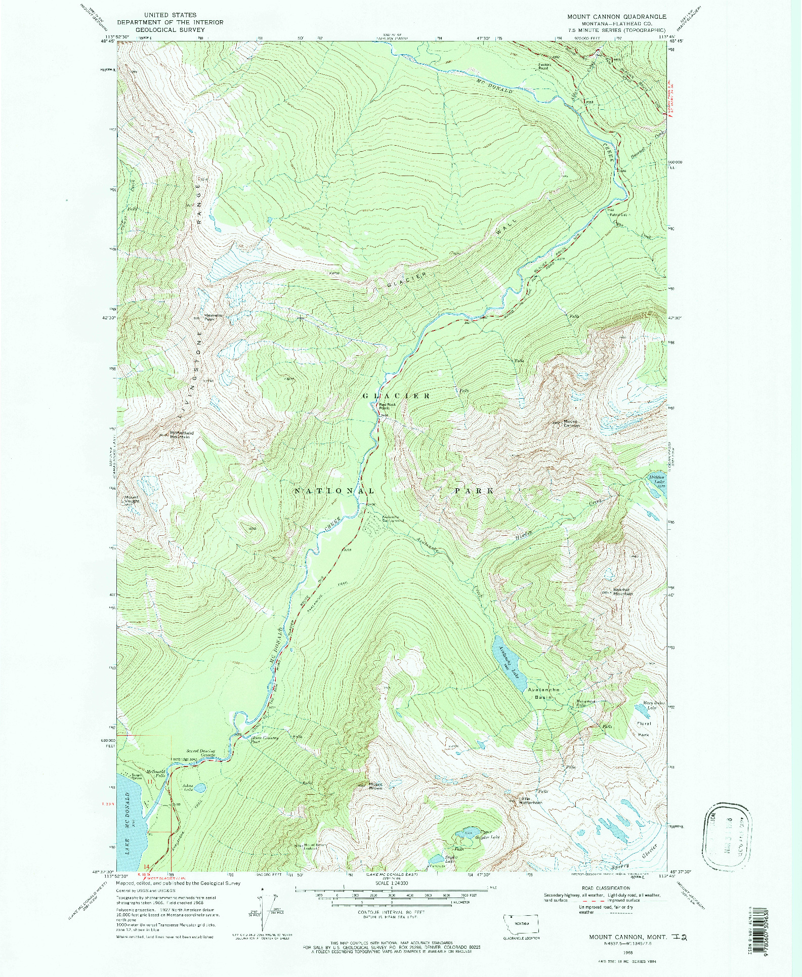 USGS 1:24000-SCALE QUADRANGLE FOR MOUNT CANNON, MT 1968