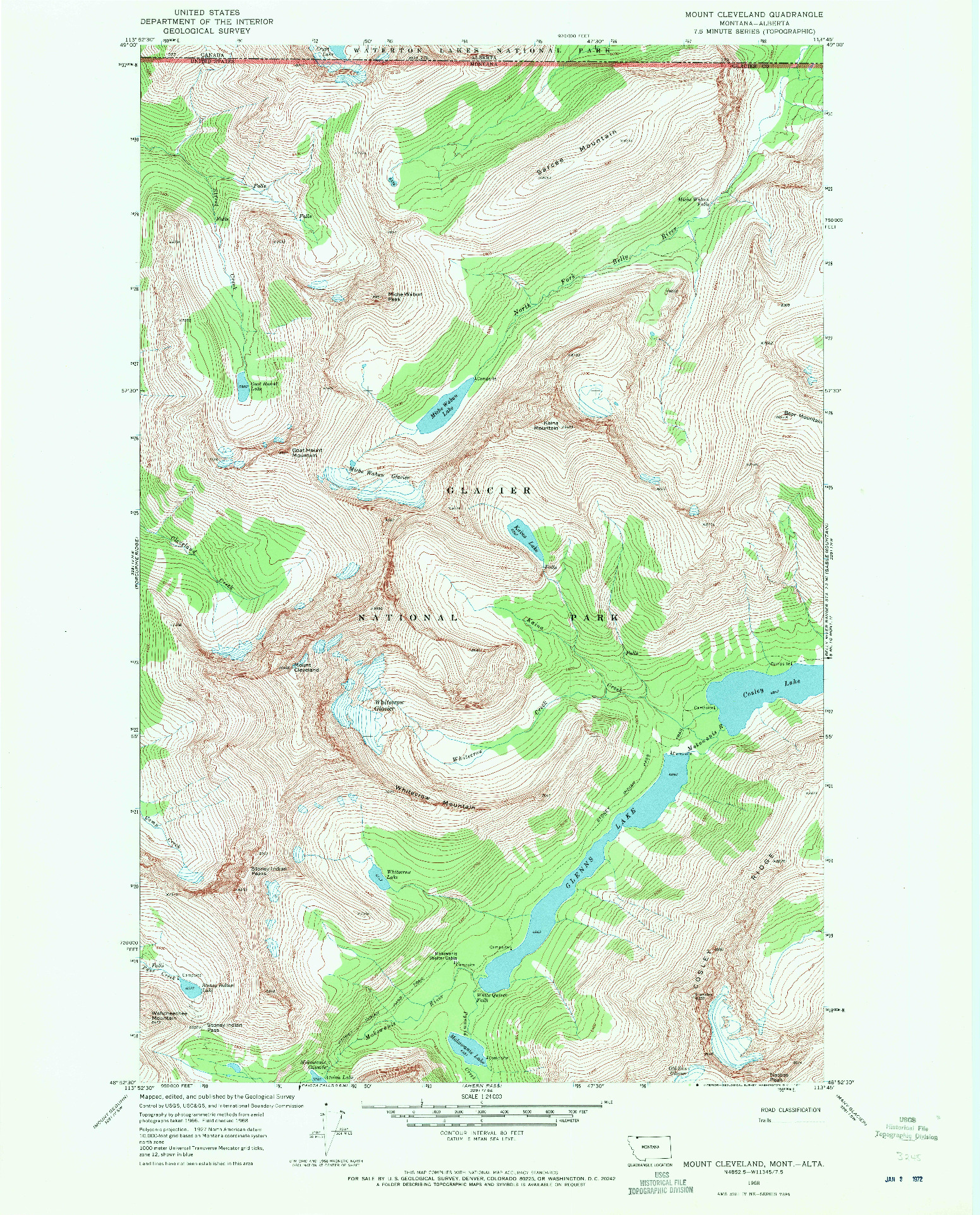 USGS 1:24000-SCALE QUADRANGLE FOR MOUNT CLEVELAND, MT 1968