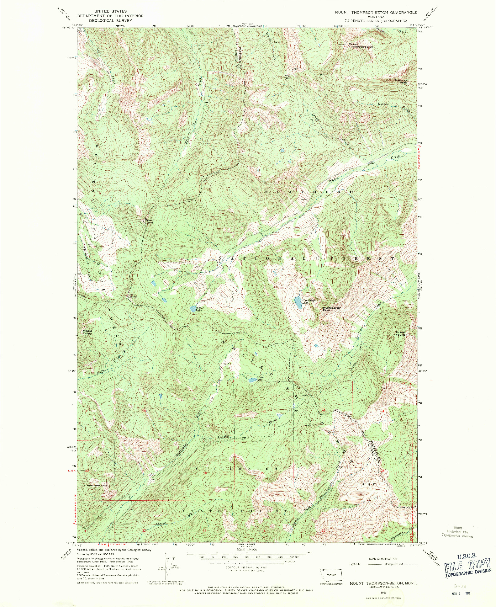 USGS 1:24000-SCALE QUADRANGLE FOR MOUNT THOMPSON-SETON, MT 1966