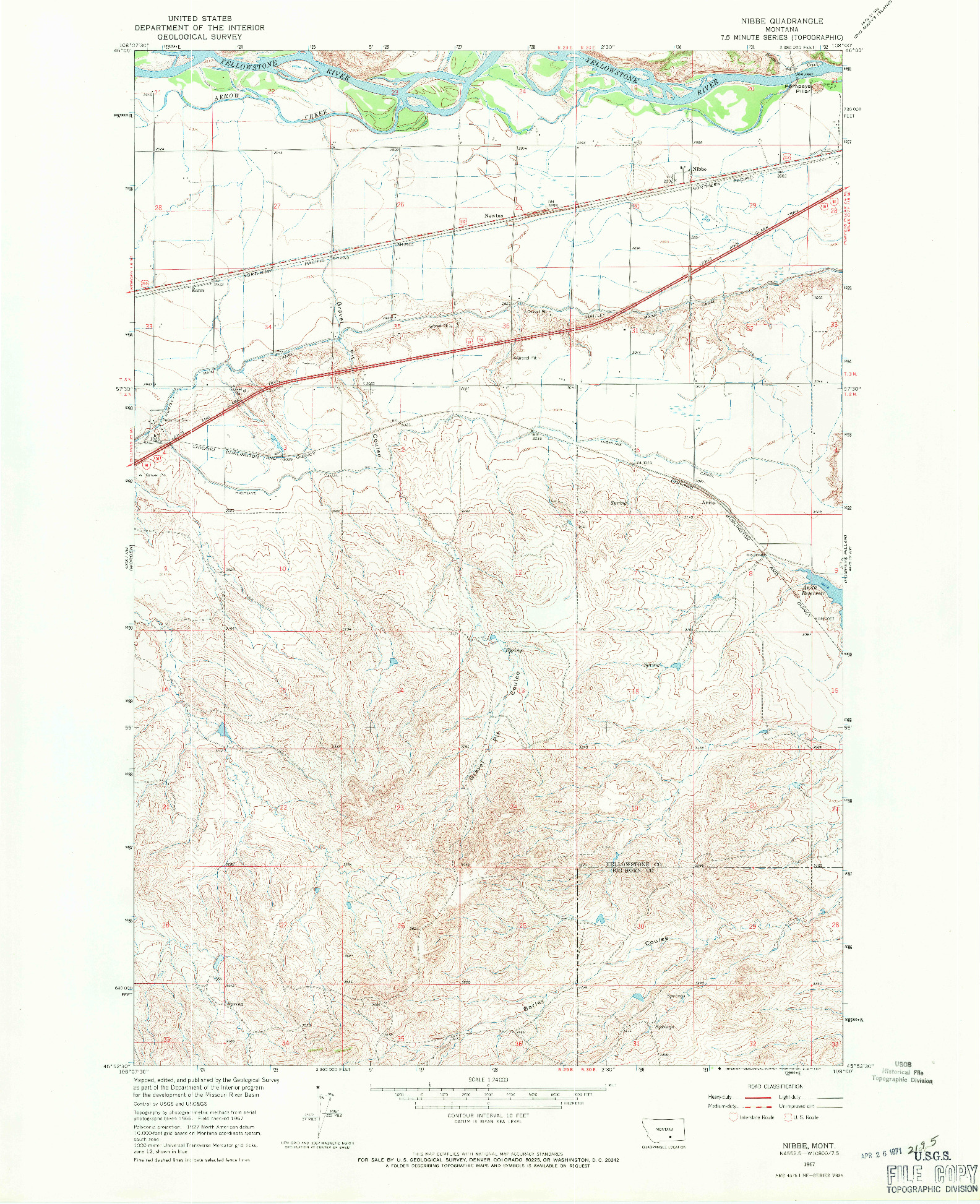 USGS 1:24000-SCALE QUADRANGLE FOR NIBBE, MT 1967