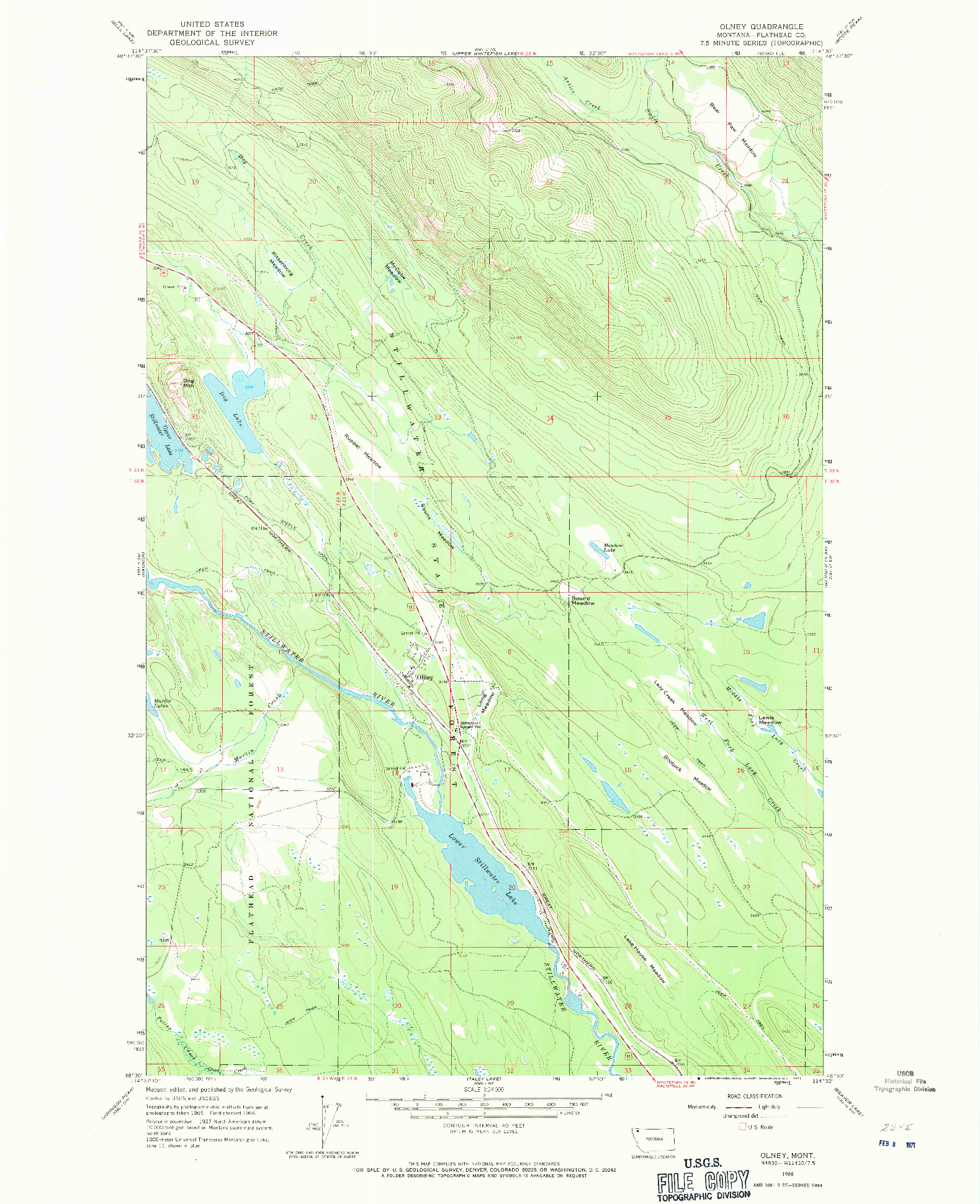 USGS 1:24000-SCALE QUADRANGLE FOR OLNEY, MT 1966