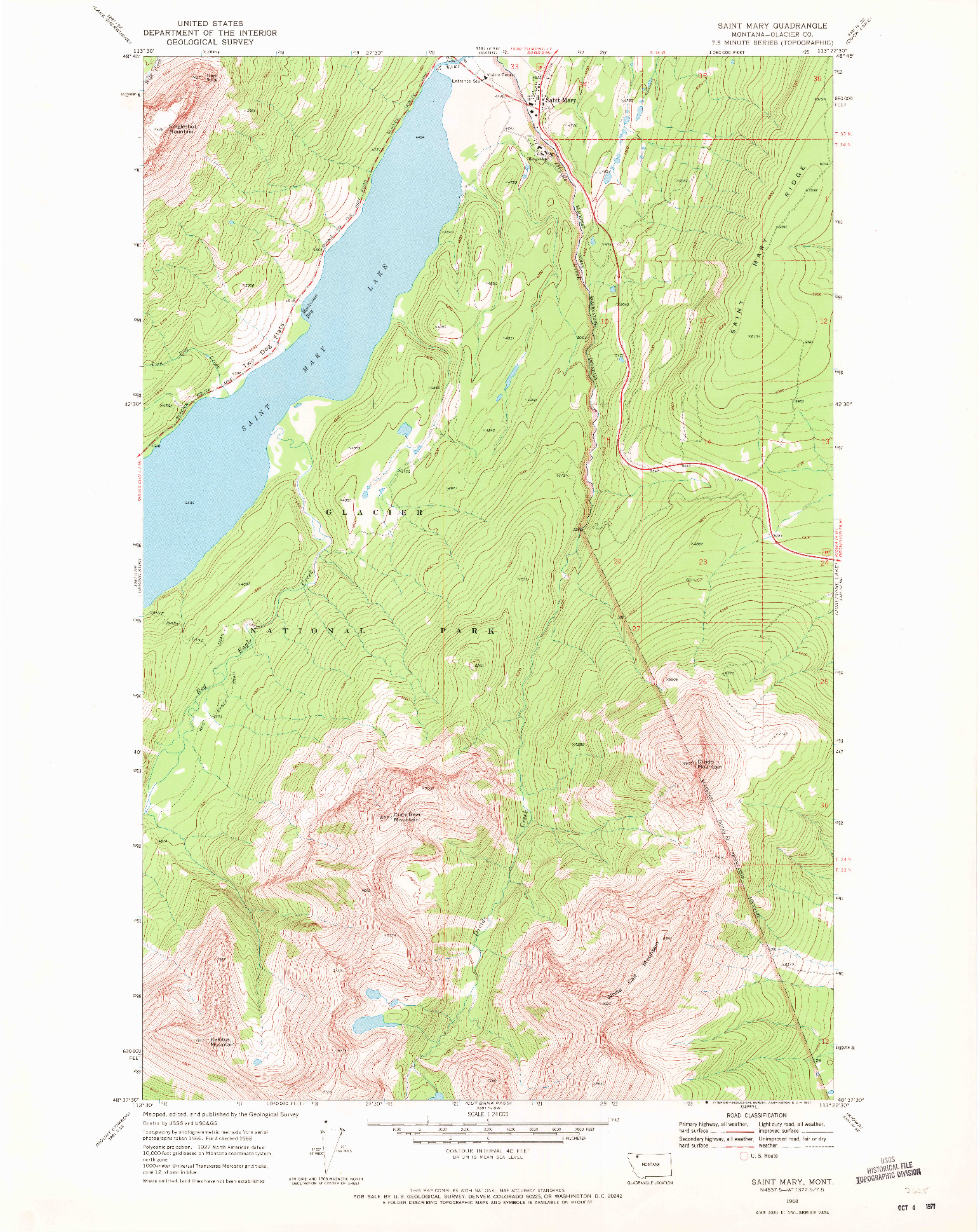 USGS 1:24000-SCALE QUADRANGLE FOR SAINT MARY, MT 1968