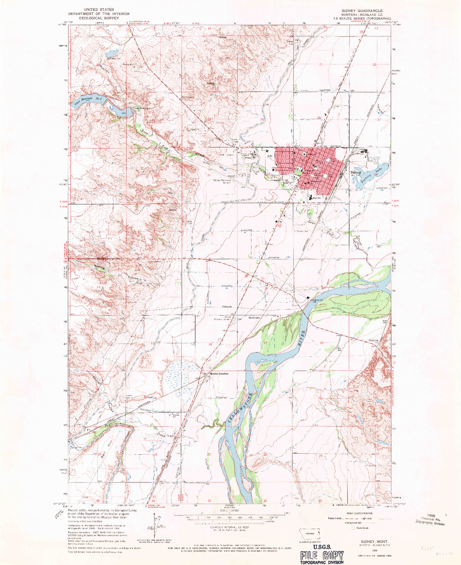 USGS 1:24000-SCALE QUADRANGLE FOR SIDNEY, MT 1966