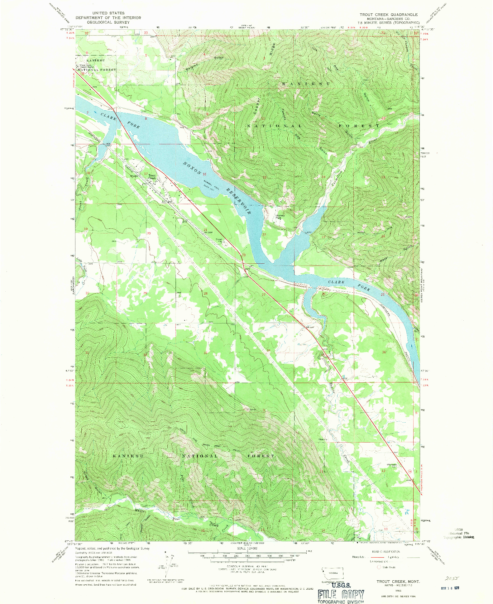 USGS 1:24000-SCALE QUADRANGLE FOR TROUT CREEK, MT 1966