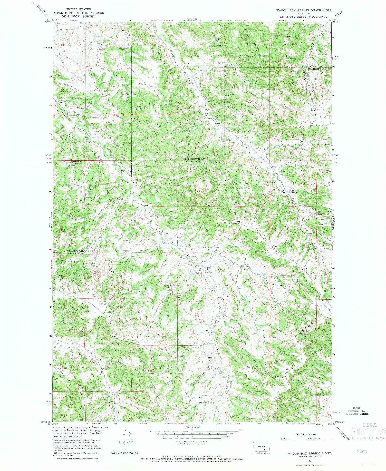 USGS 1:24000-SCALE QUADRANGLE FOR WAGON BOX SPRING, MT 1967