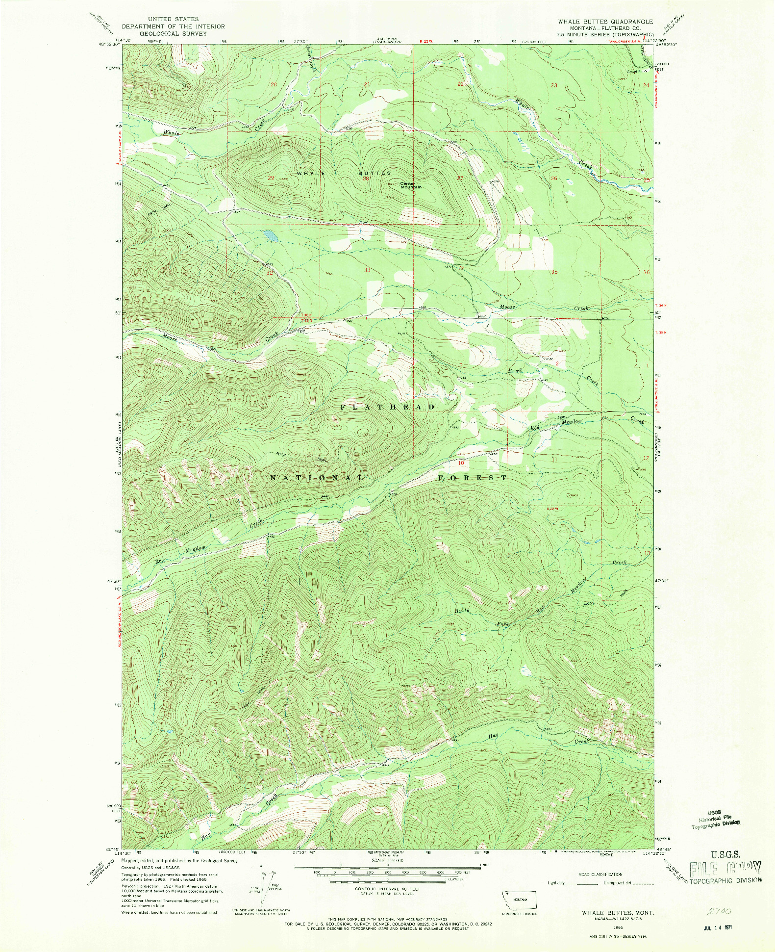 USGS 1:24000-SCALE QUADRANGLE FOR WHALE BUTTES, MT 1966