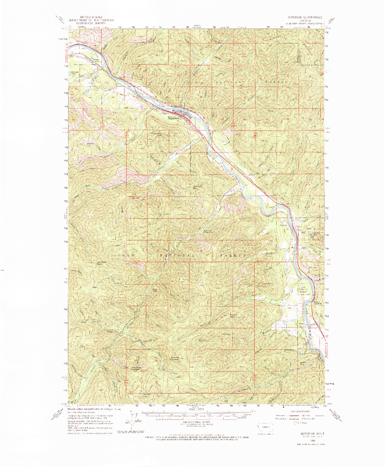 USGS 1:62500-SCALE QUADRANGLE FOR SUPERIOR, MT 1960