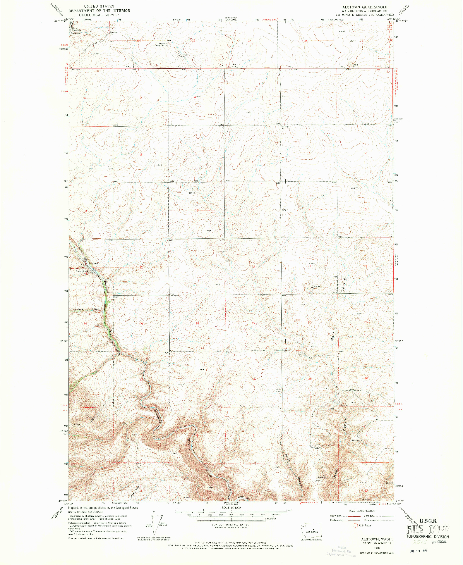 USGS 1:24000-SCALE QUADRANGLE FOR ALSTOWN, WA 1968