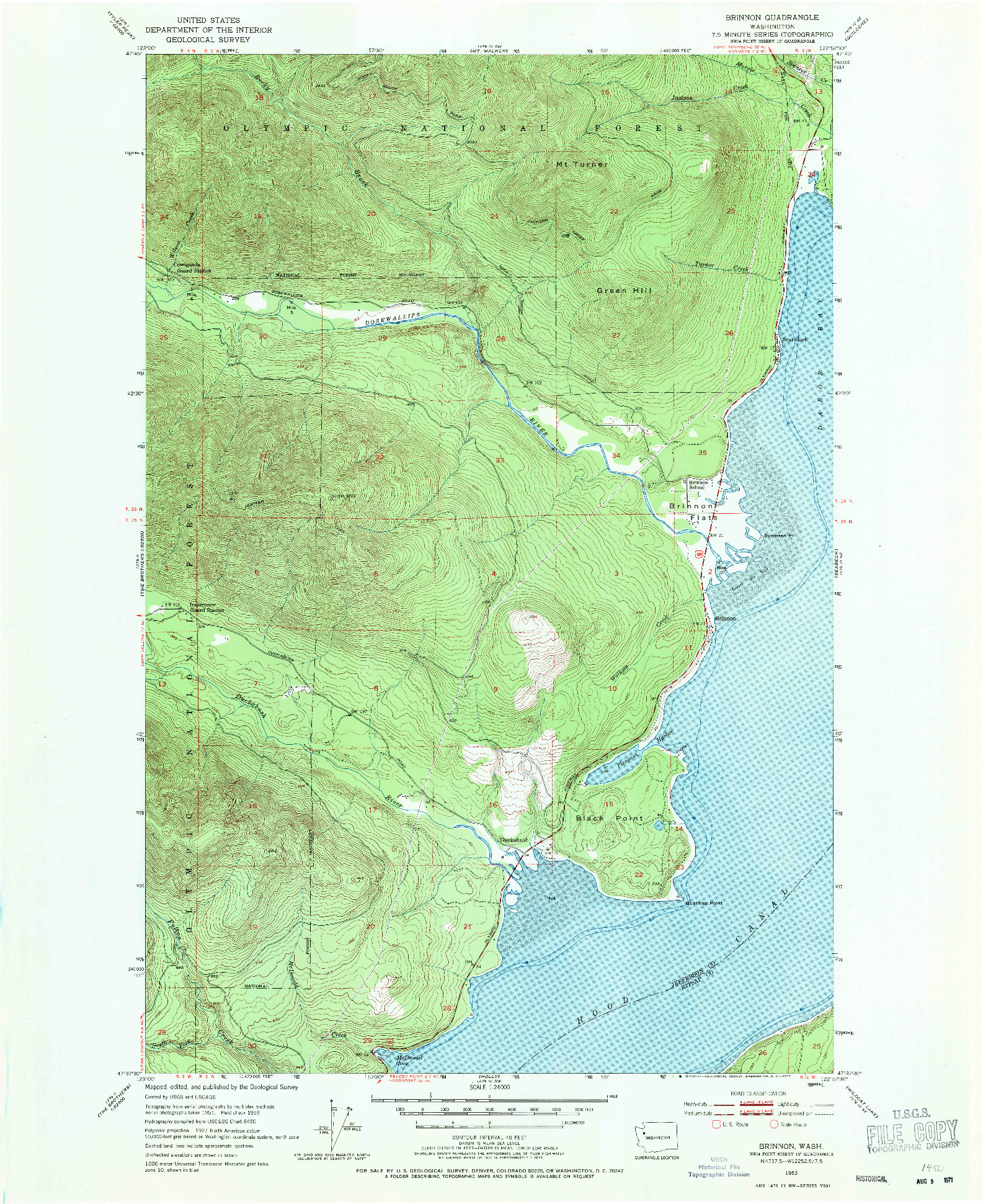 USGS 1:24000-SCALE QUADRANGLE FOR BRINNON, WA 1953