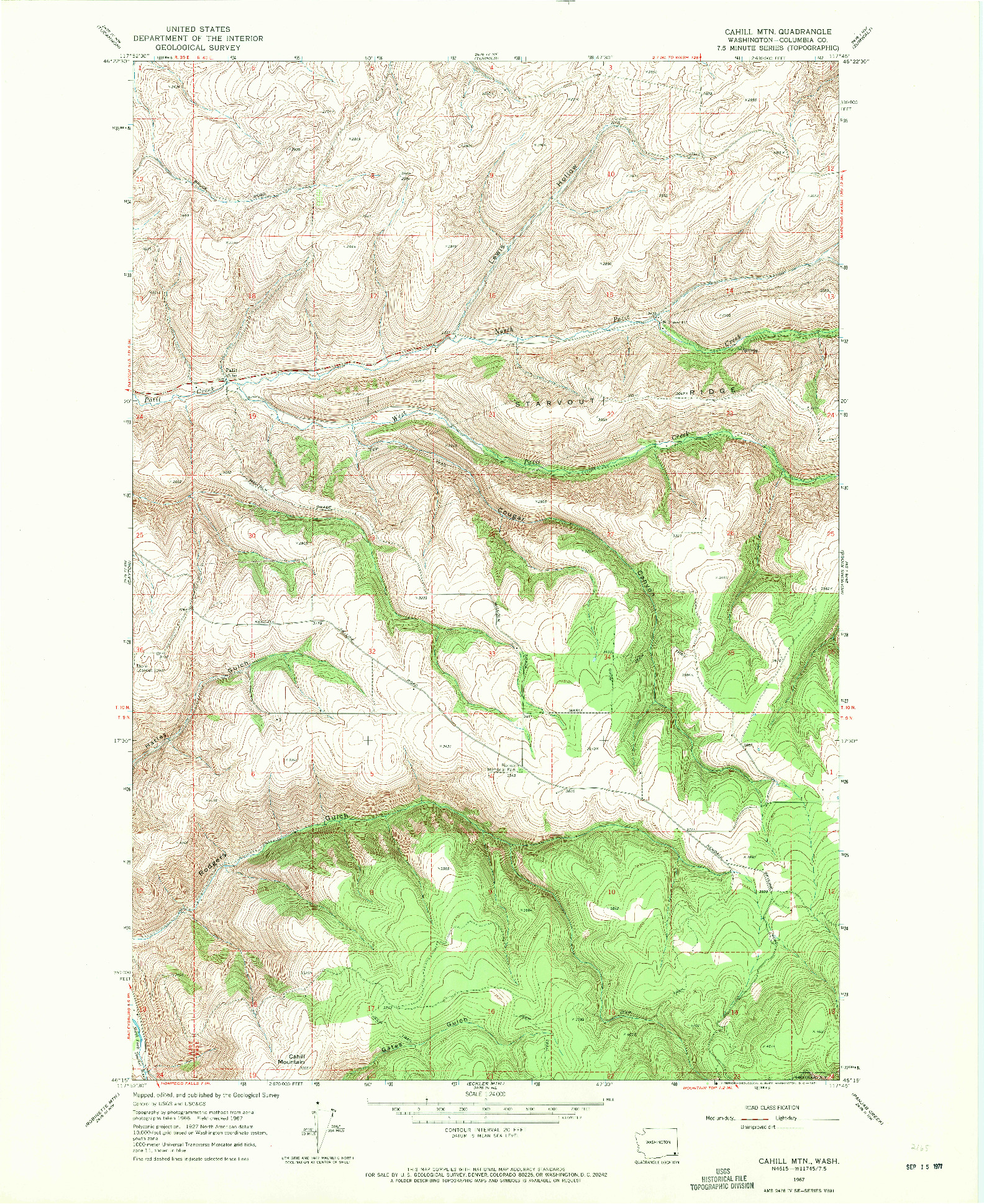 USGS 1:24000-SCALE QUADRANGLE FOR CAHILL MTN, WA 1967