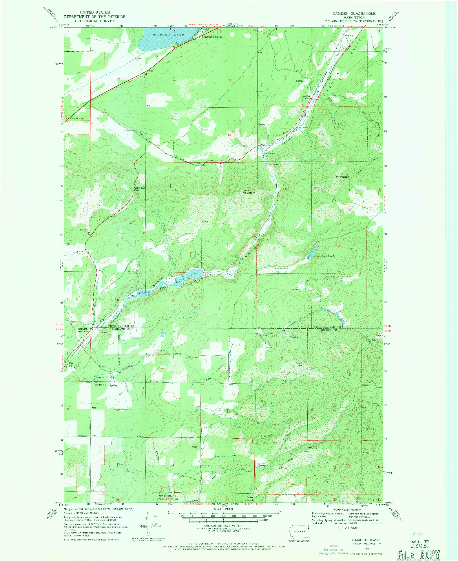 USGS 1:24000-SCALE QUADRANGLE FOR CAMDEN, WA 1968