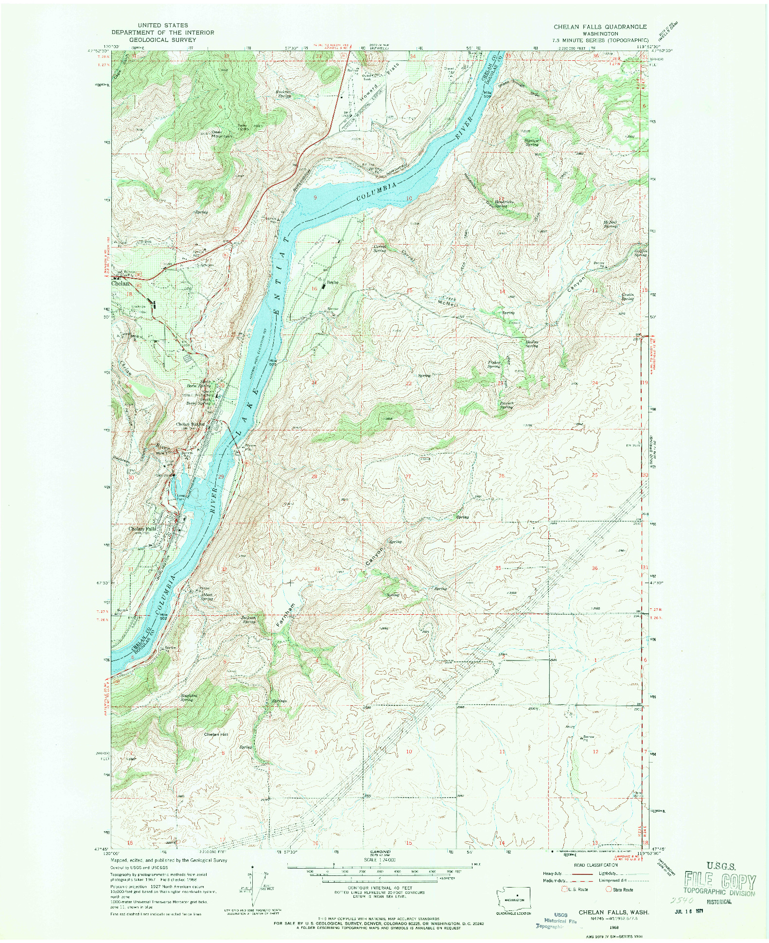 USGS 1:24000-SCALE QUADRANGLE FOR CHELAN FALLS, WA 1968