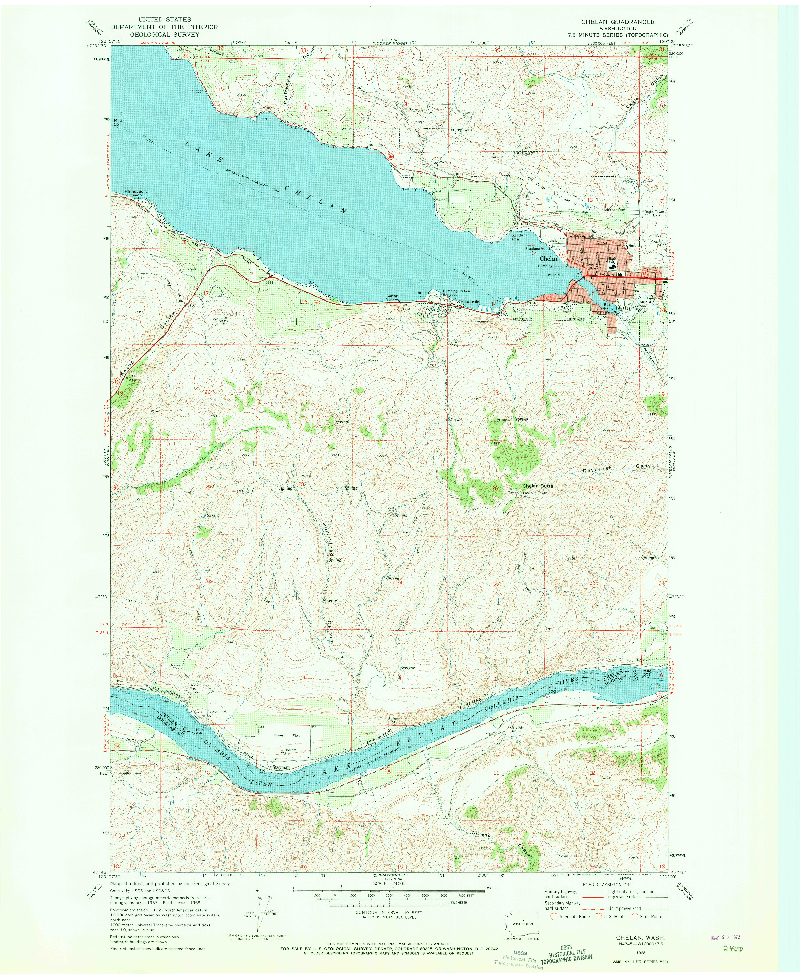 USGS 1:24000-SCALE QUADRANGLE FOR CHELAN, WA 1968