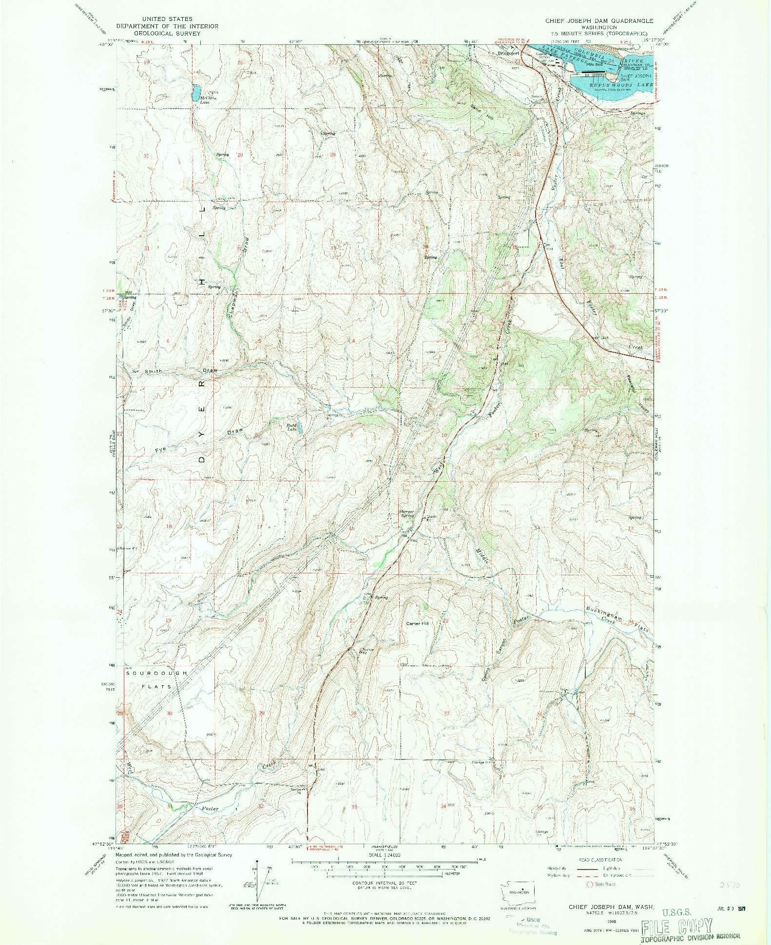 USGS 1:24000-SCALE QUADRANGLE FOR CHIEF JOSEPH DAM, WA 1968