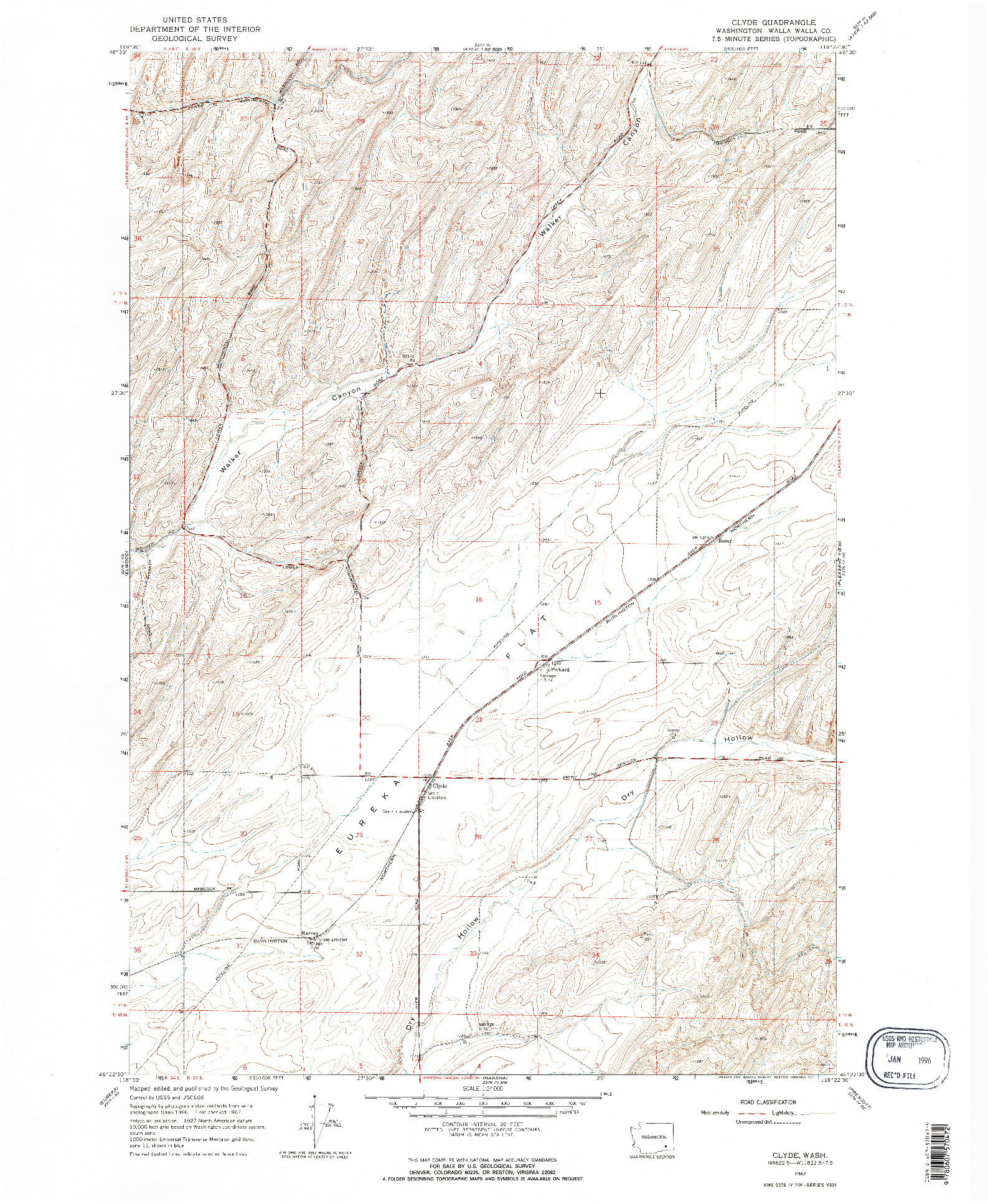 USGS 1:24000-SCALE QUADRANGLE FOR CLYDE, WA 1967