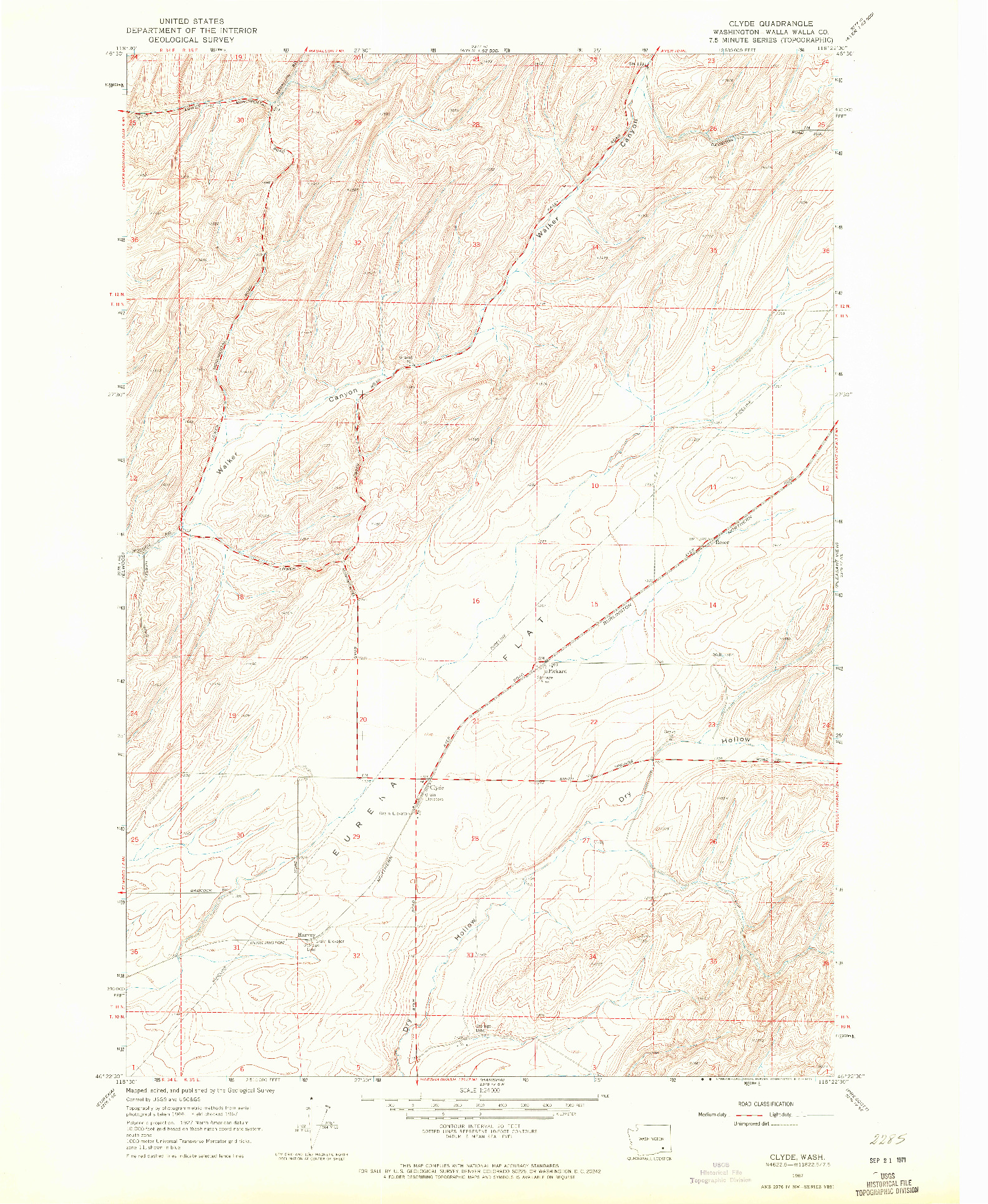 USGS 1:24000-SCALE QUADRANGLE FOR CLYDE, WA 1967