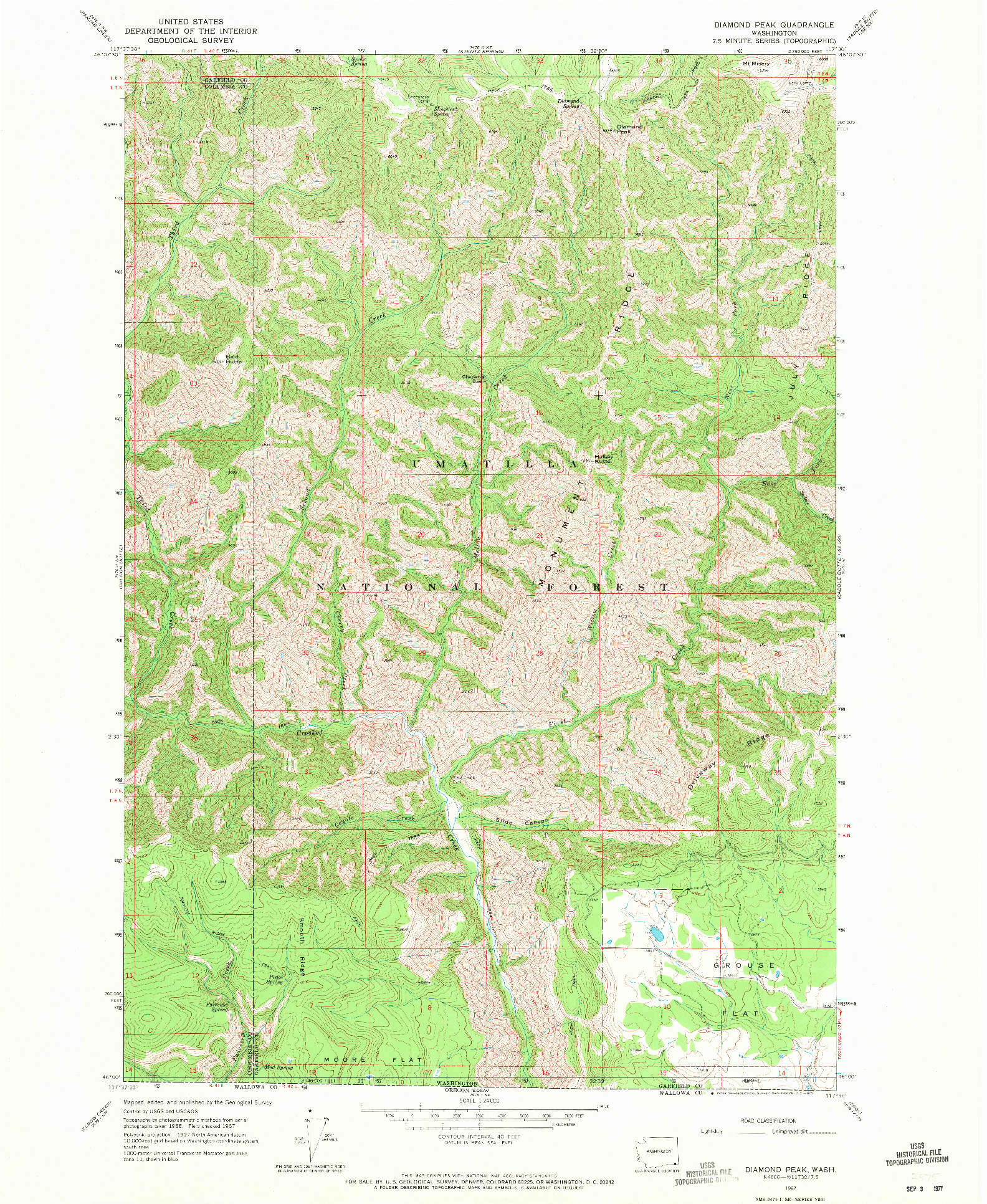 USGS 1:24000-SCALE QUADRANGLE FOR DIAMOND PEAK, WA 1967