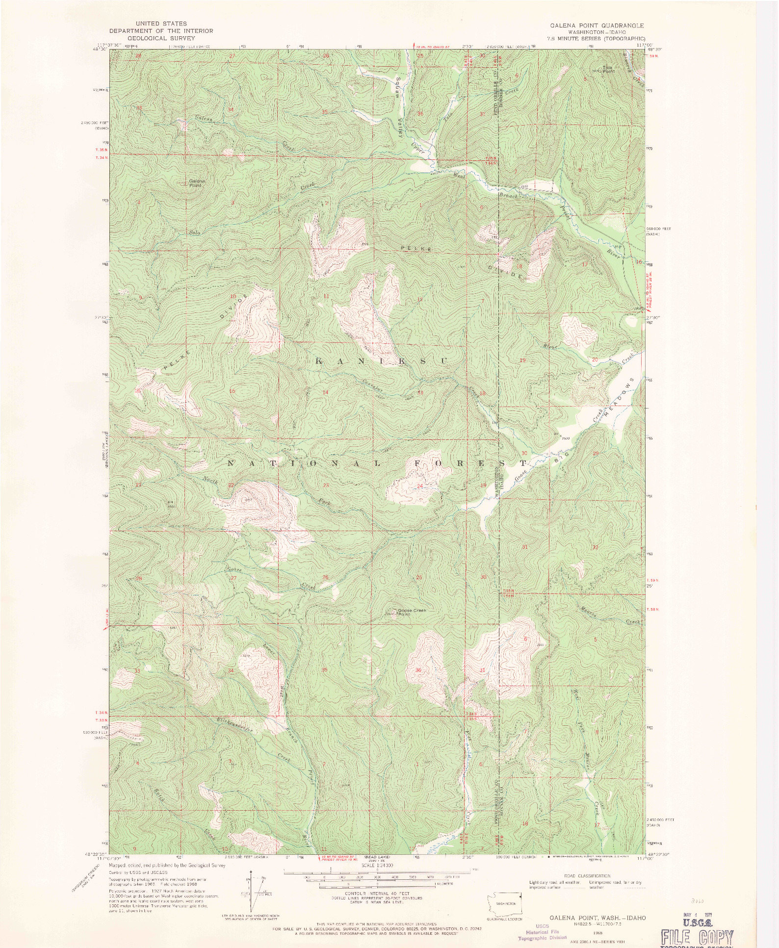 USGS 1:24000-SCALE QUADRANGLE FOR GALENA POINT, WA 1968