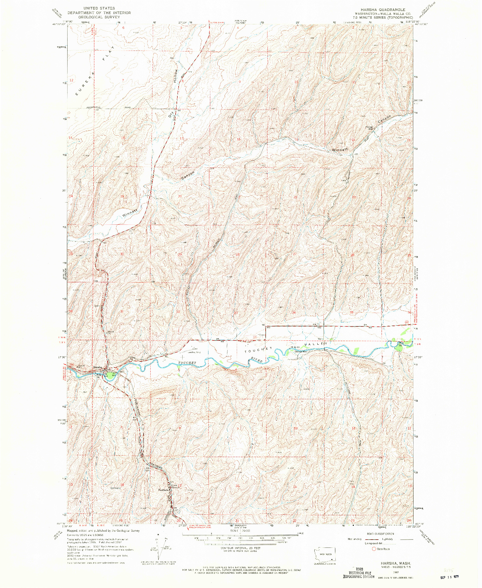 USGS 1:24000-SCALE QUADRANGLE FOR HARSHA, WA 1967