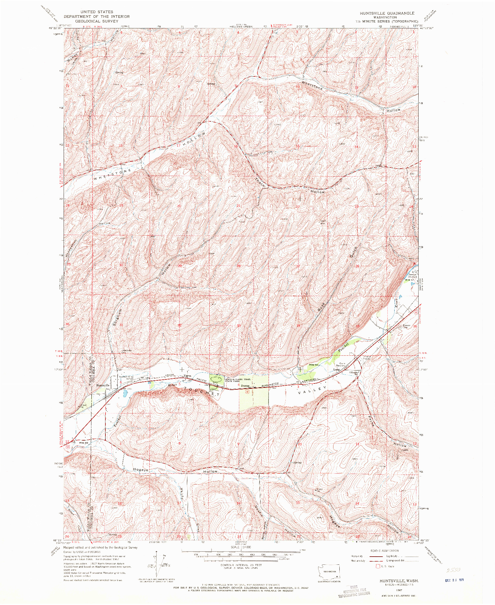 USGS 1:24000-SCALE QUADRANGLE FOR HUNTSVILLE, WA 1967